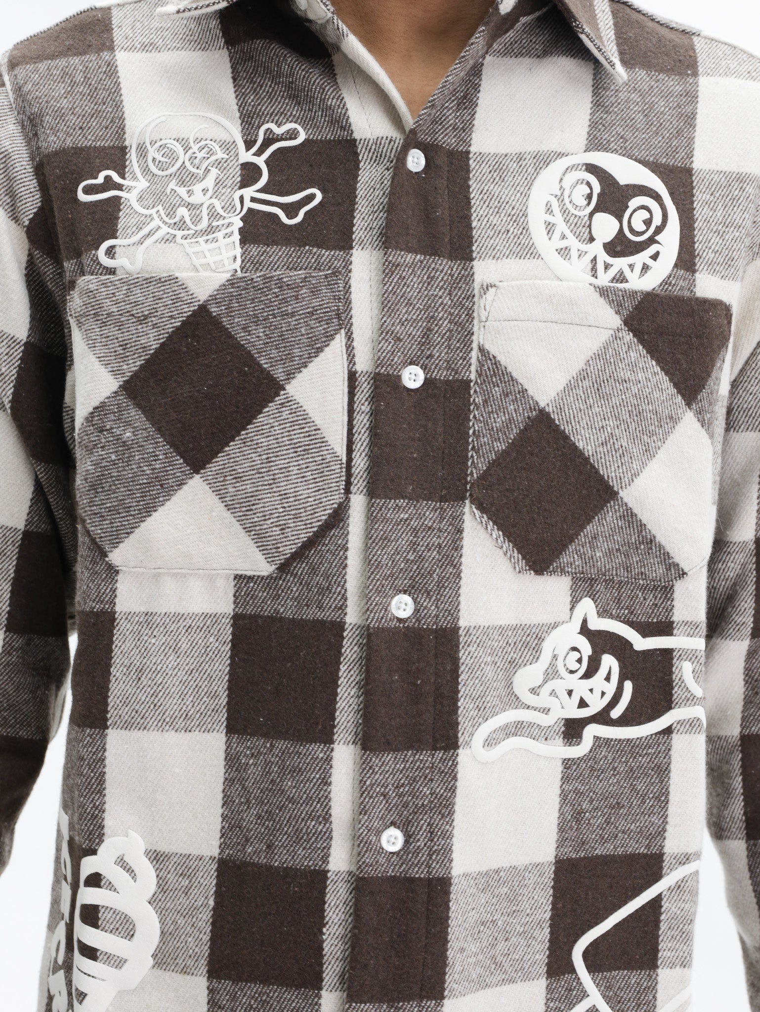 Ice-cream Shirt Multi Logo Check Brown