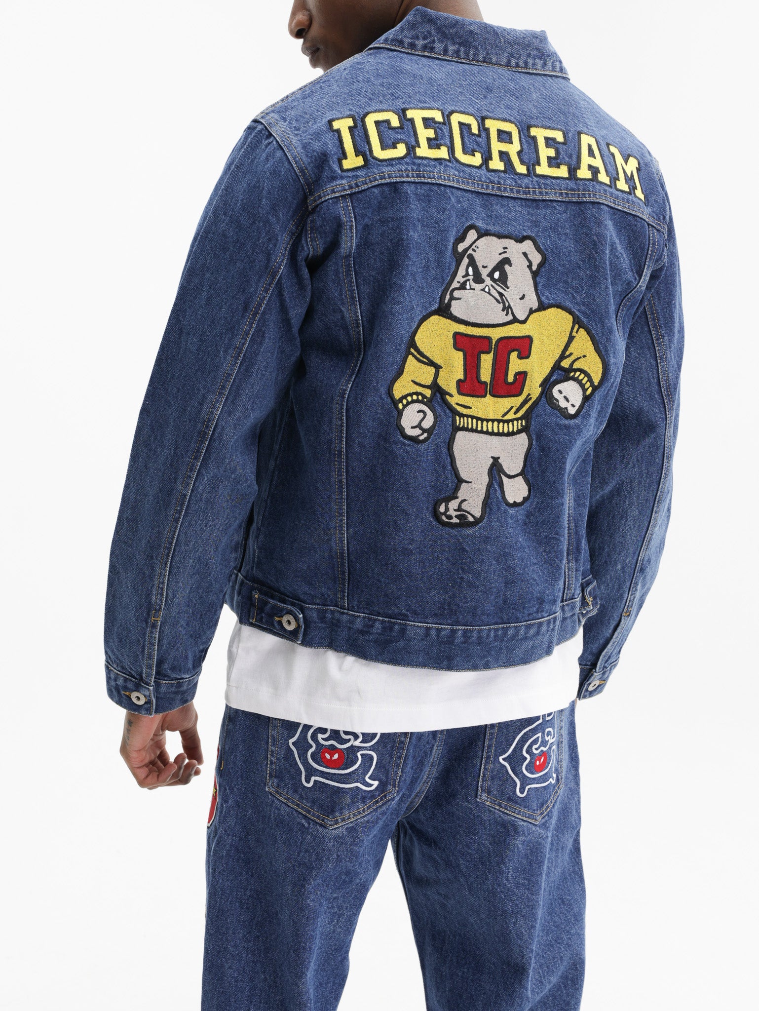 Ice-cream Jacket Red Embrioded Logo Medium Wash
