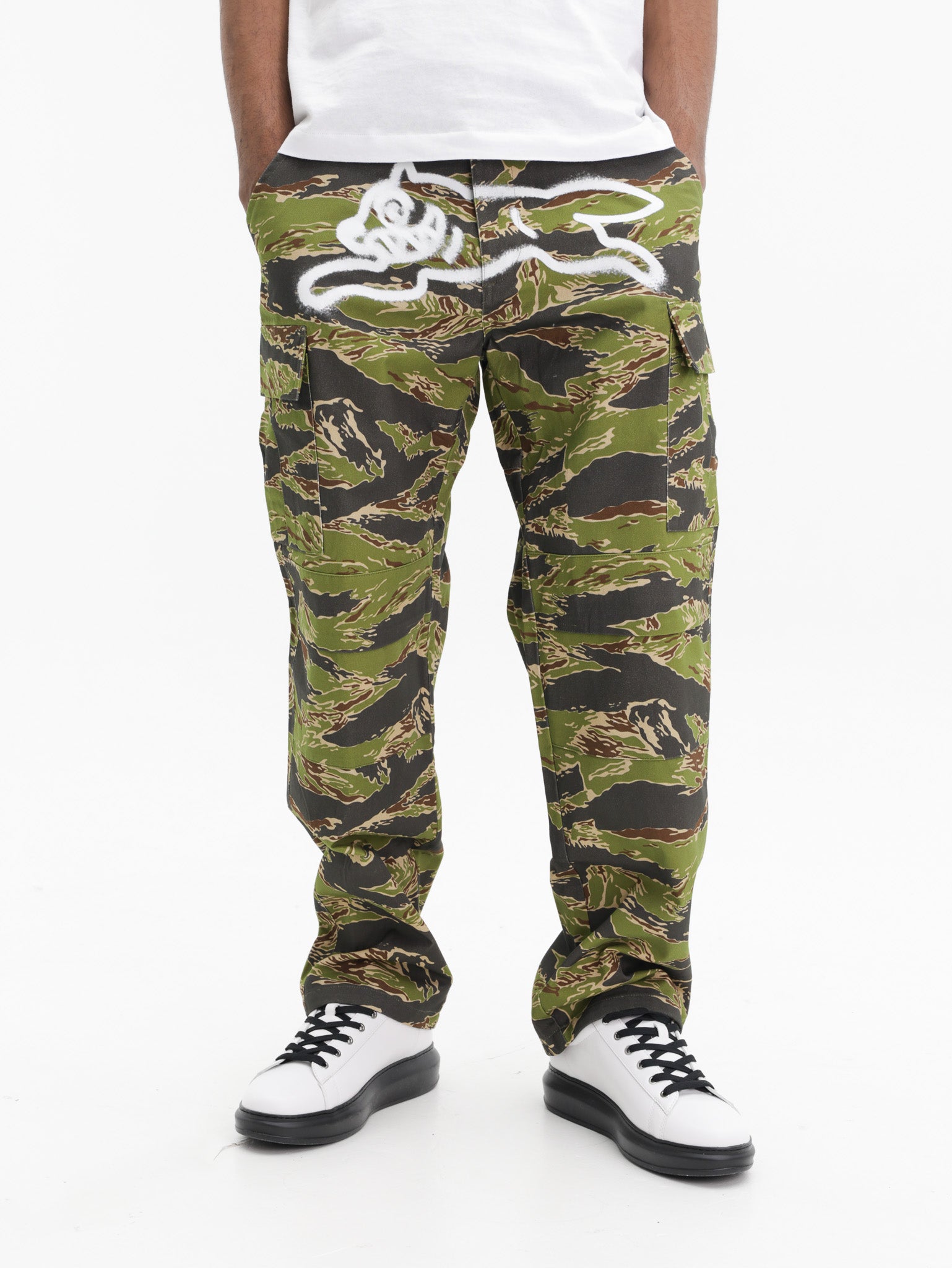 Ice-cream Pants Tiger Strip Cargo Camo