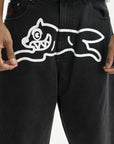 Ice-cream Shorts White Dog Logo Denim Black
