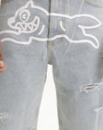 Ice-cream Shorts White Dog Logo Denim Dark Wash