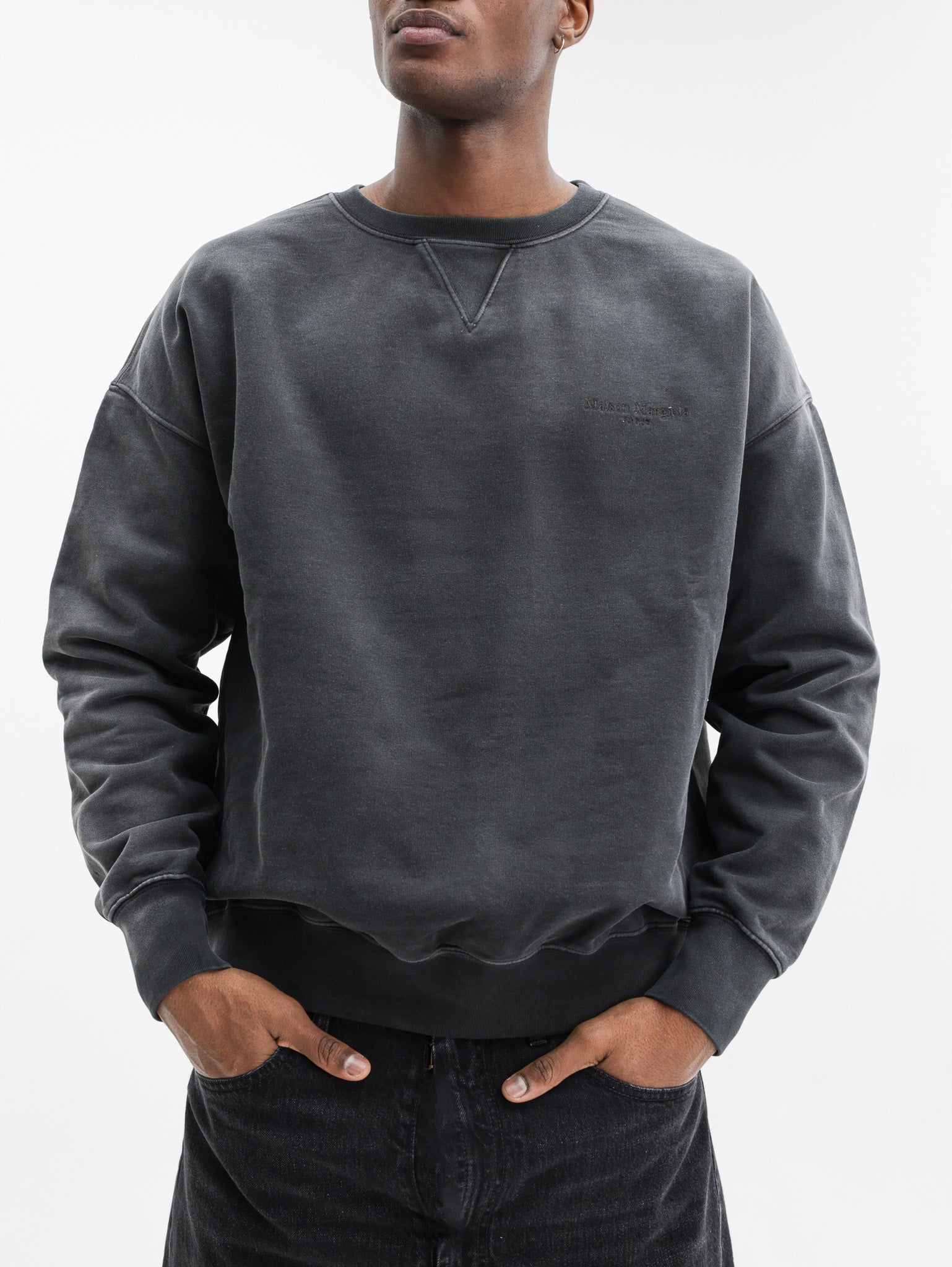 Maison Margiela Sweater Faded Crewneck Black