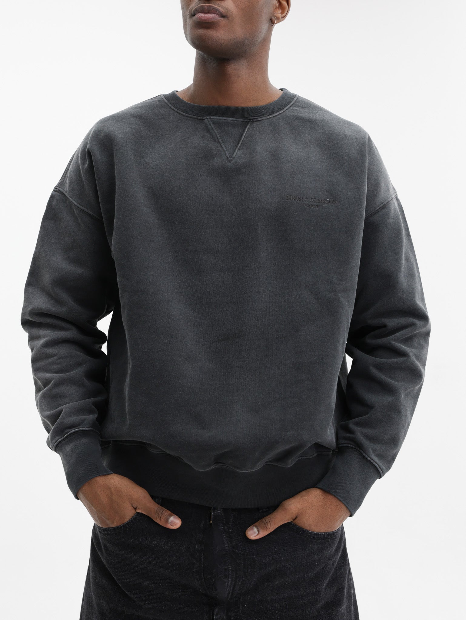 Maison Margiela Sweater Faded Crewneck Black