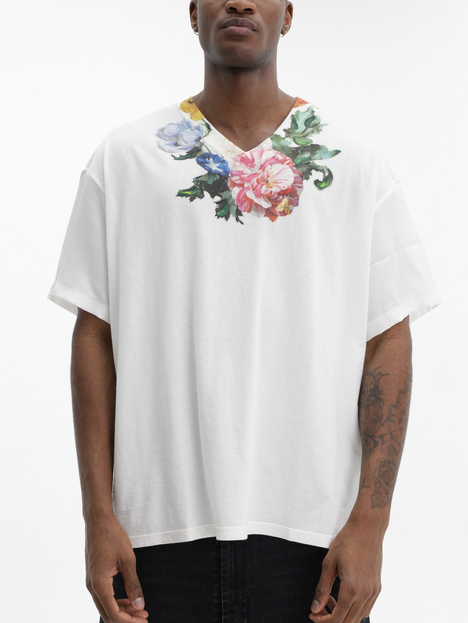 Maison Margiela T-Shirt Flower Neckline Print White