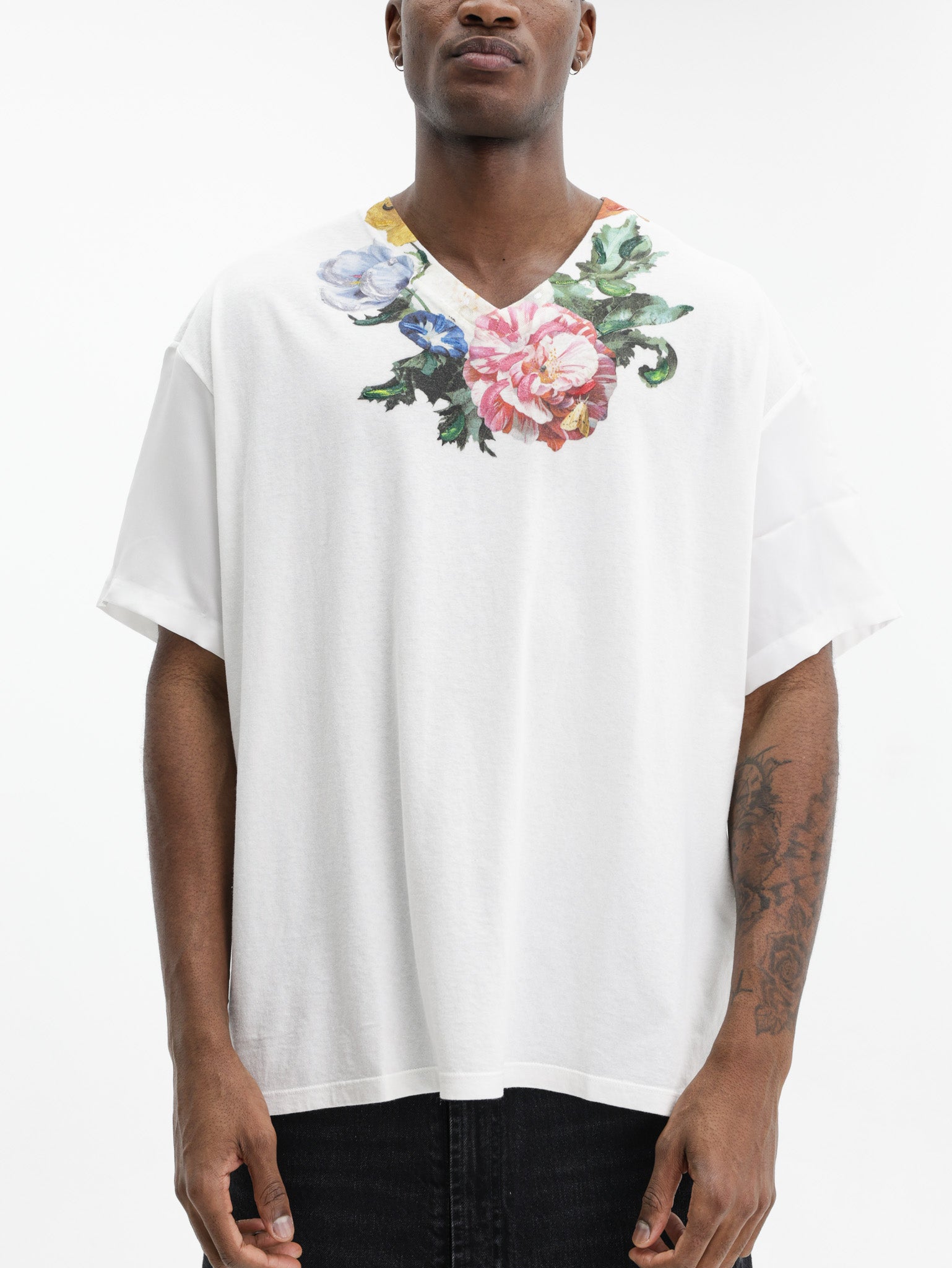 Maison Margiela T-Shirt Flower Neckline Print White
