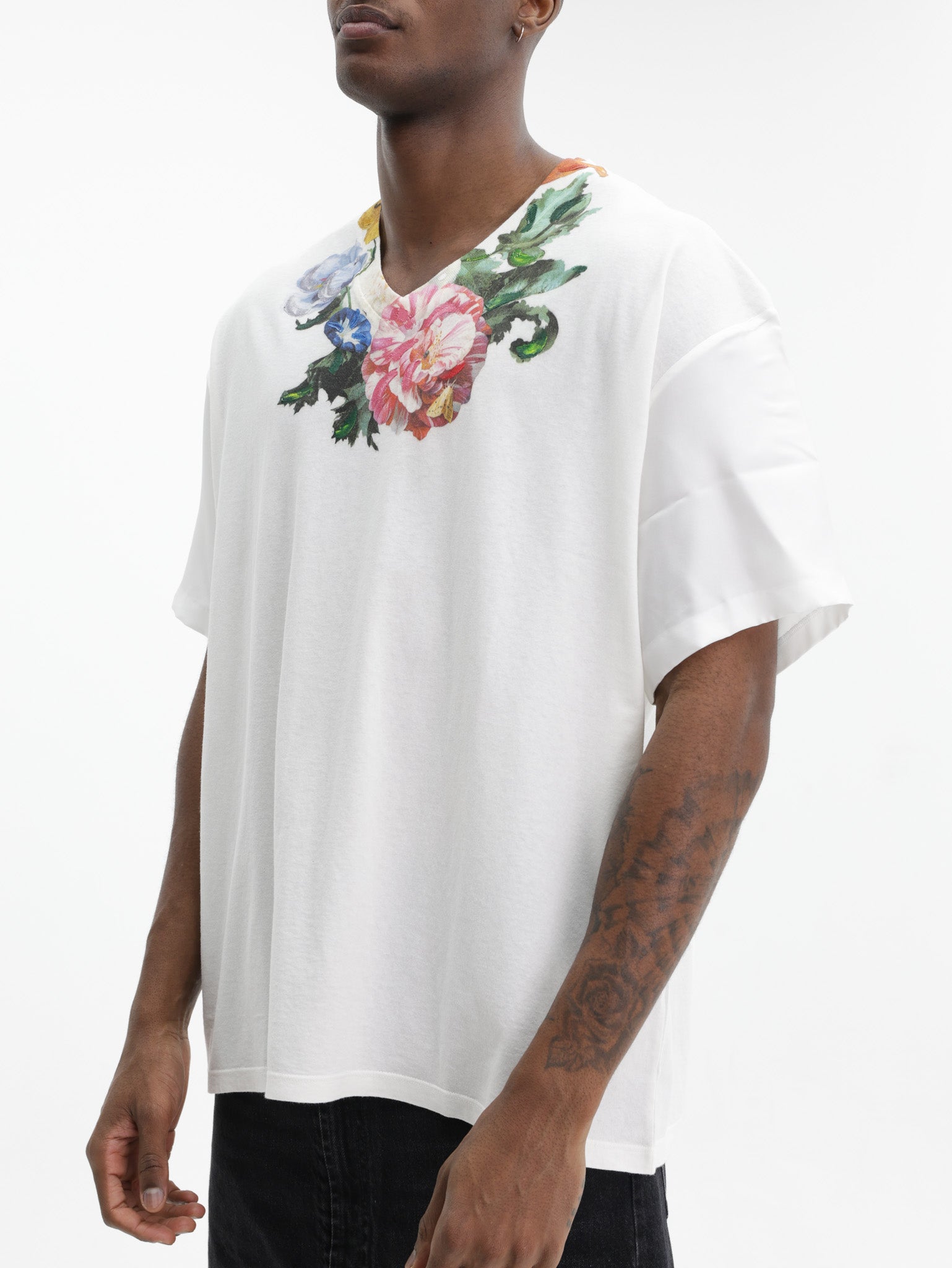 Maison Margiela T-Shirt Flower Neckline Print White