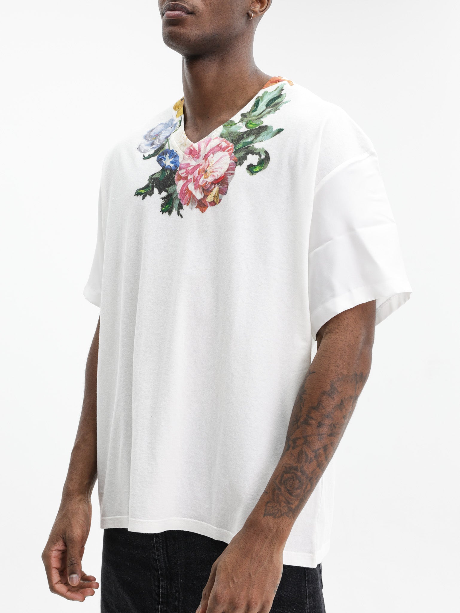 Maison Margiela T-Shirt Flower Neckline Print White