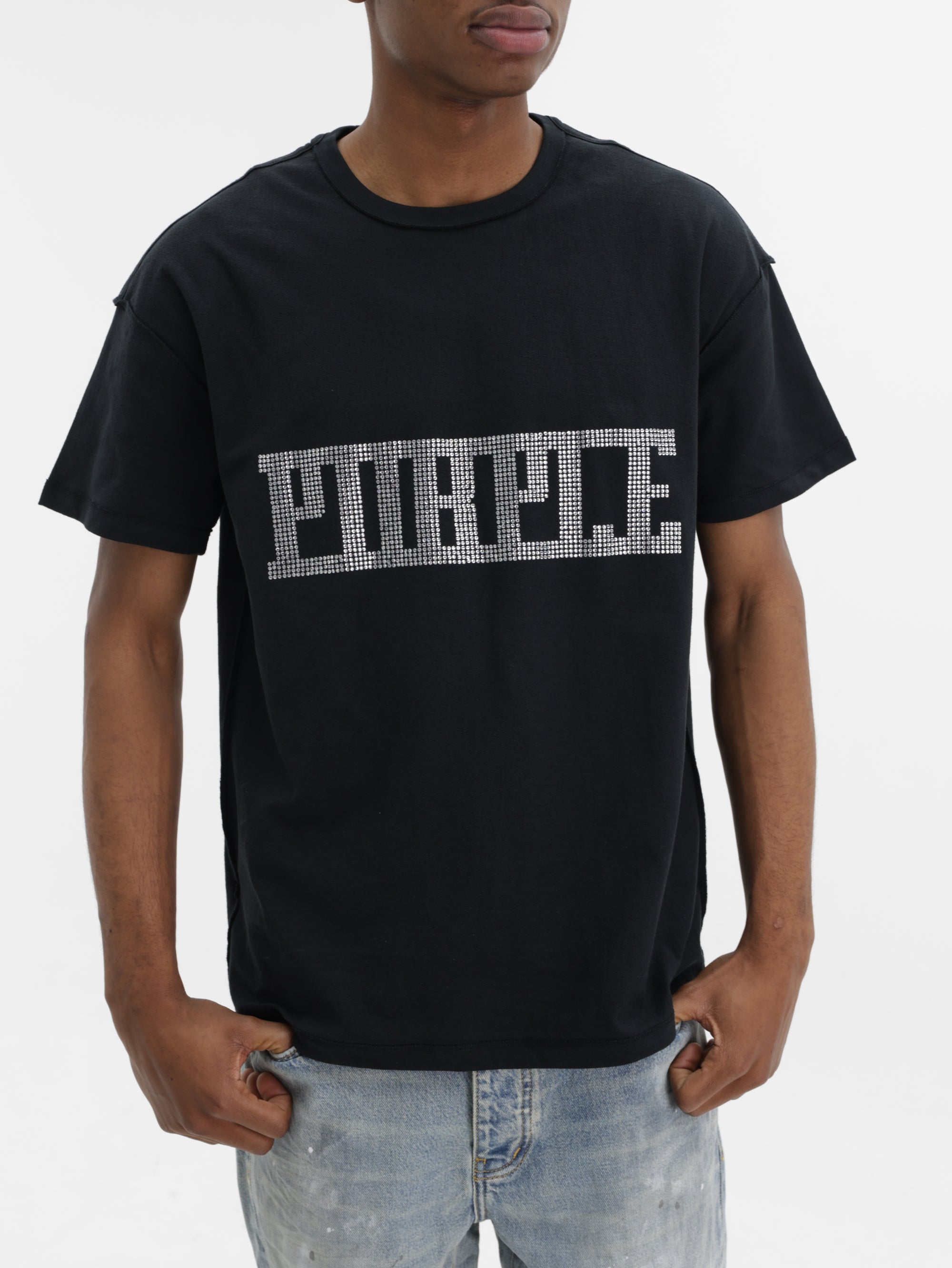 Purple T-Shirt Textured Inside Out  Black