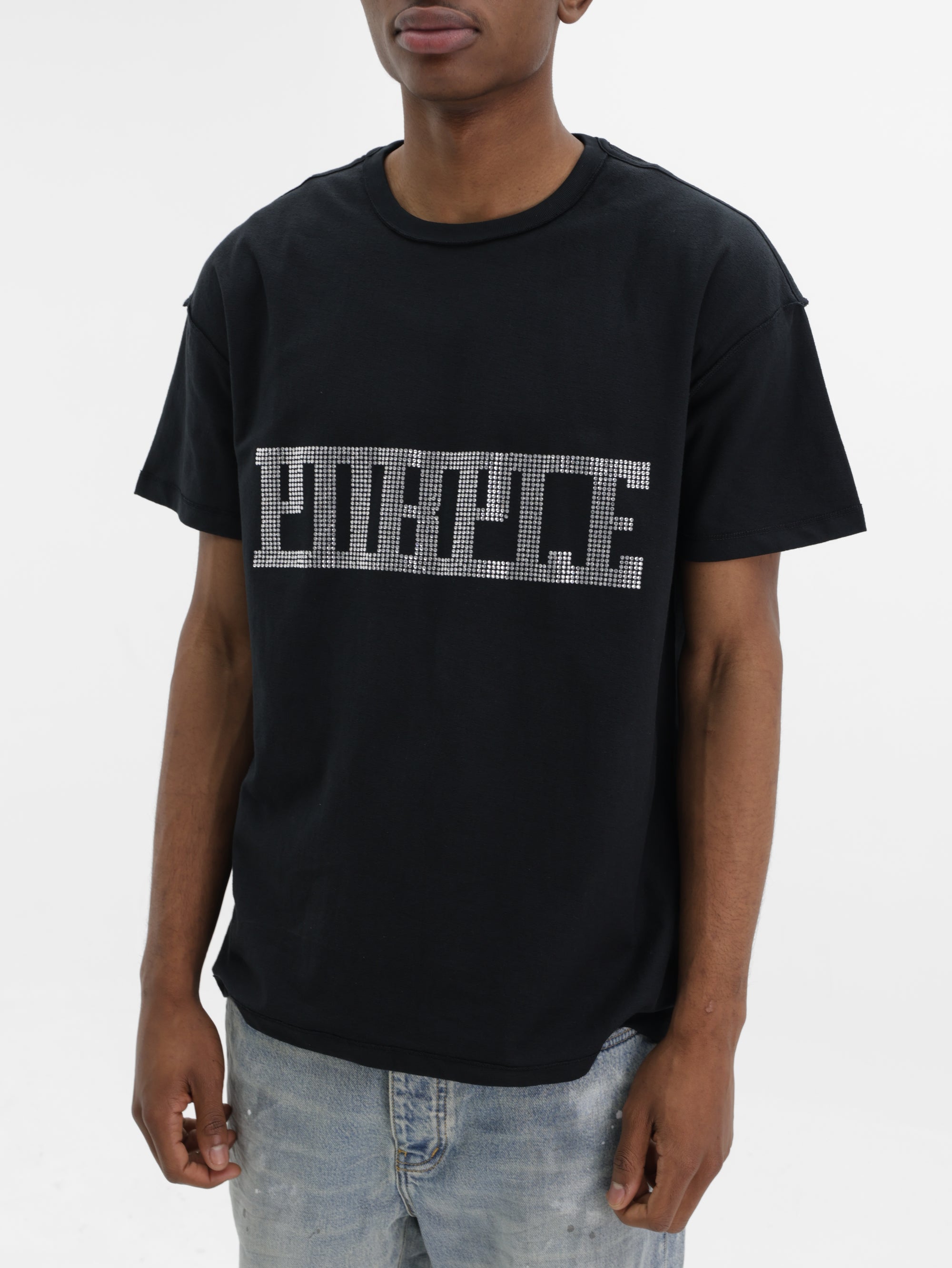 Purple T-Shirt Textured Inside Out  Black
