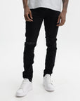 Purple Jeans Knee Slit Rinse Slim Black