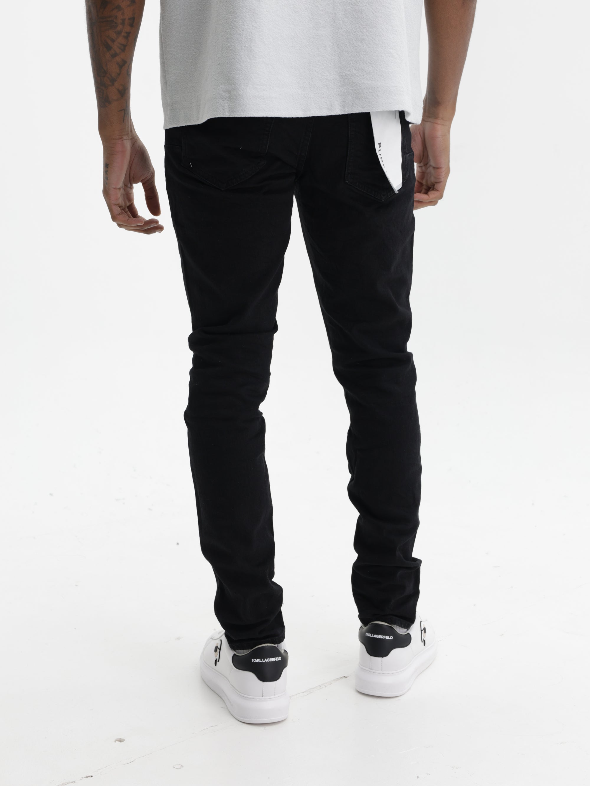 Purple Jeans Knee Slit Rinse Slim Black
