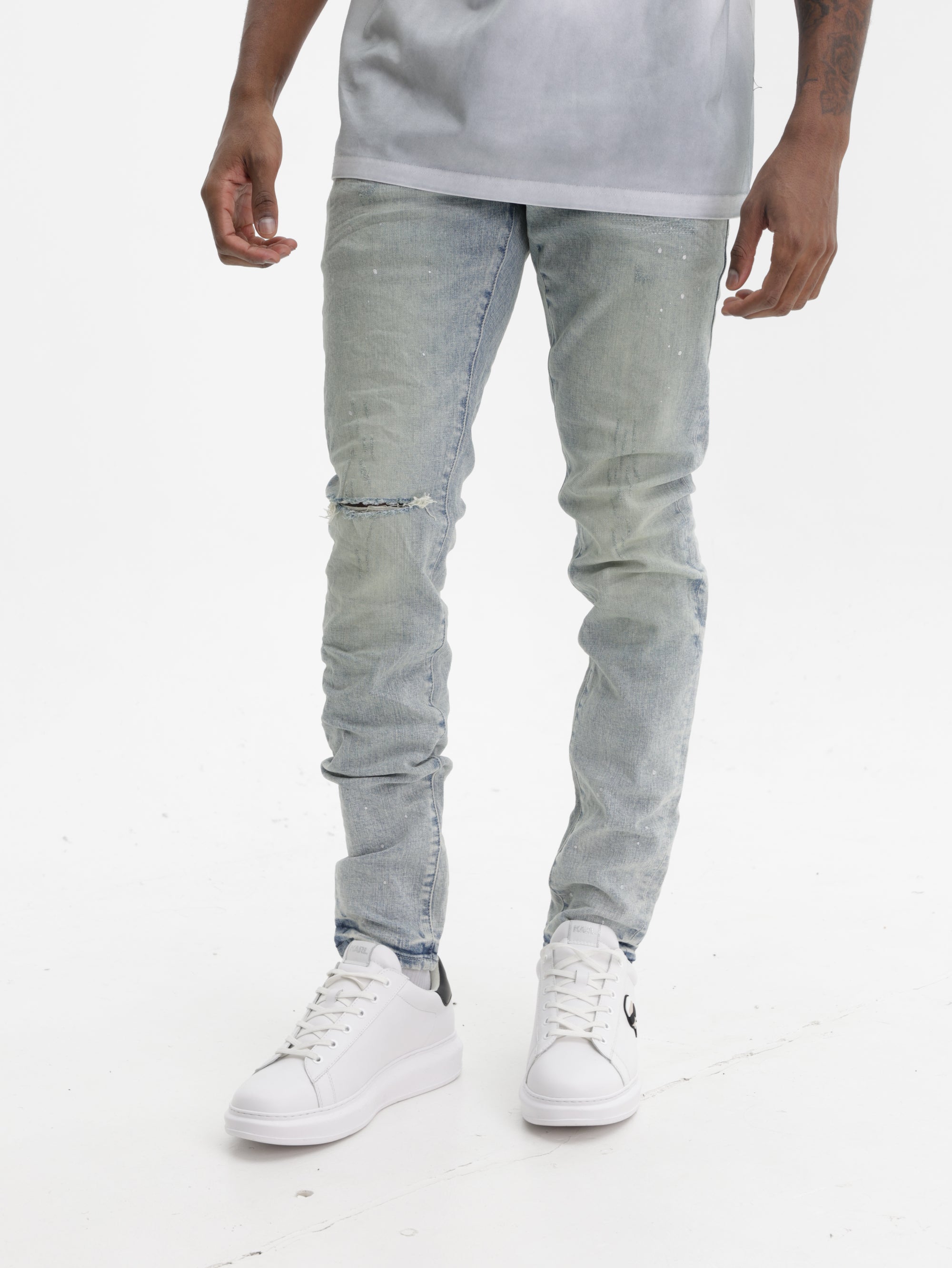 Purple Jeans Worn Light Indigo Reflective Lt Indigo