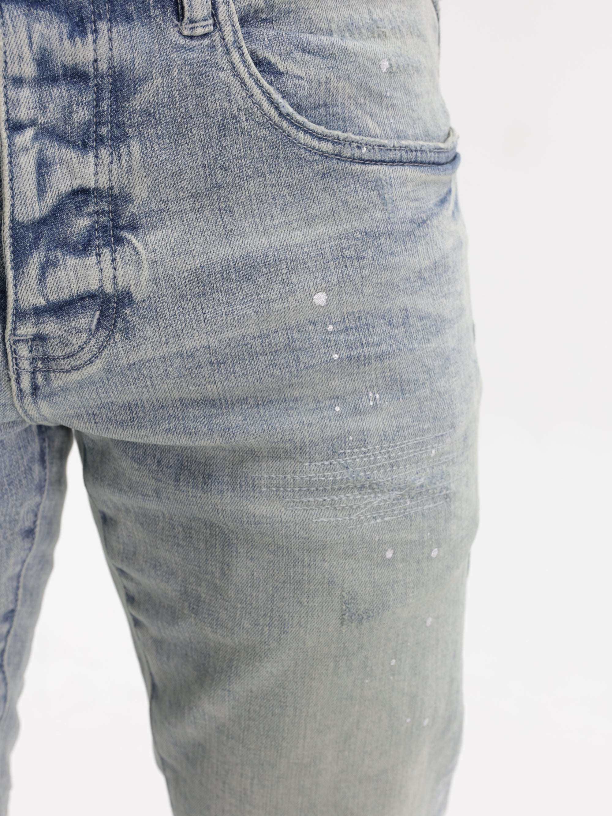 Purple Jeans Worn Light Indigo Reflective Lt Indigo