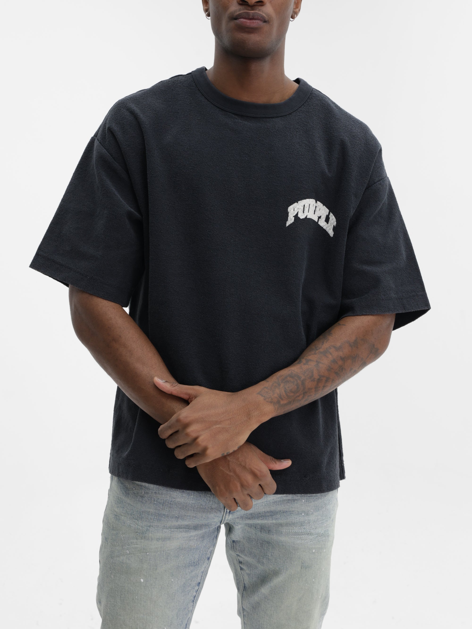 Purple T-Shirt Hwt Textured Black