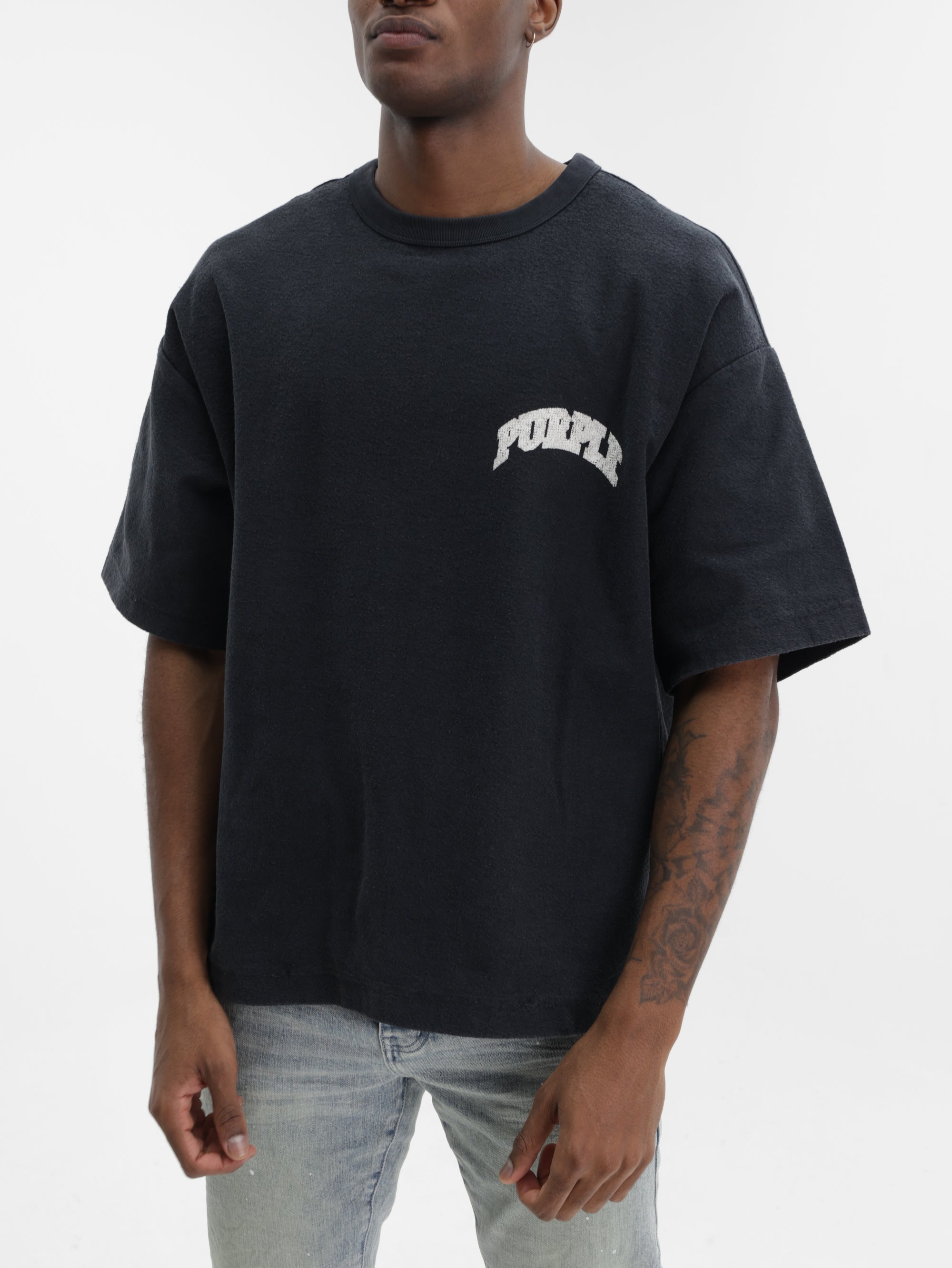 Purple T-Shirt Hwt Textured Black