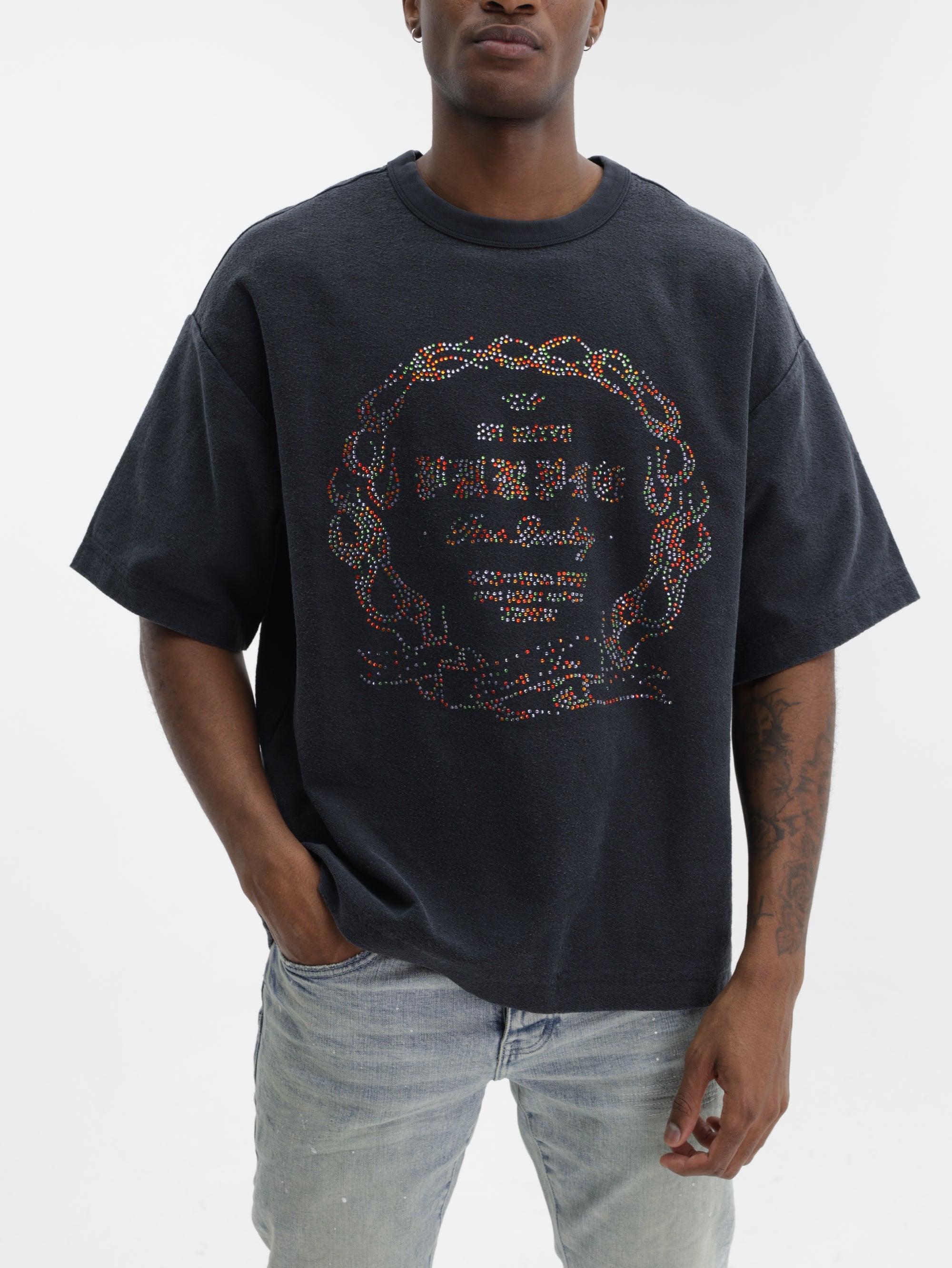 Purple T-Shirt Hwt Textured Black