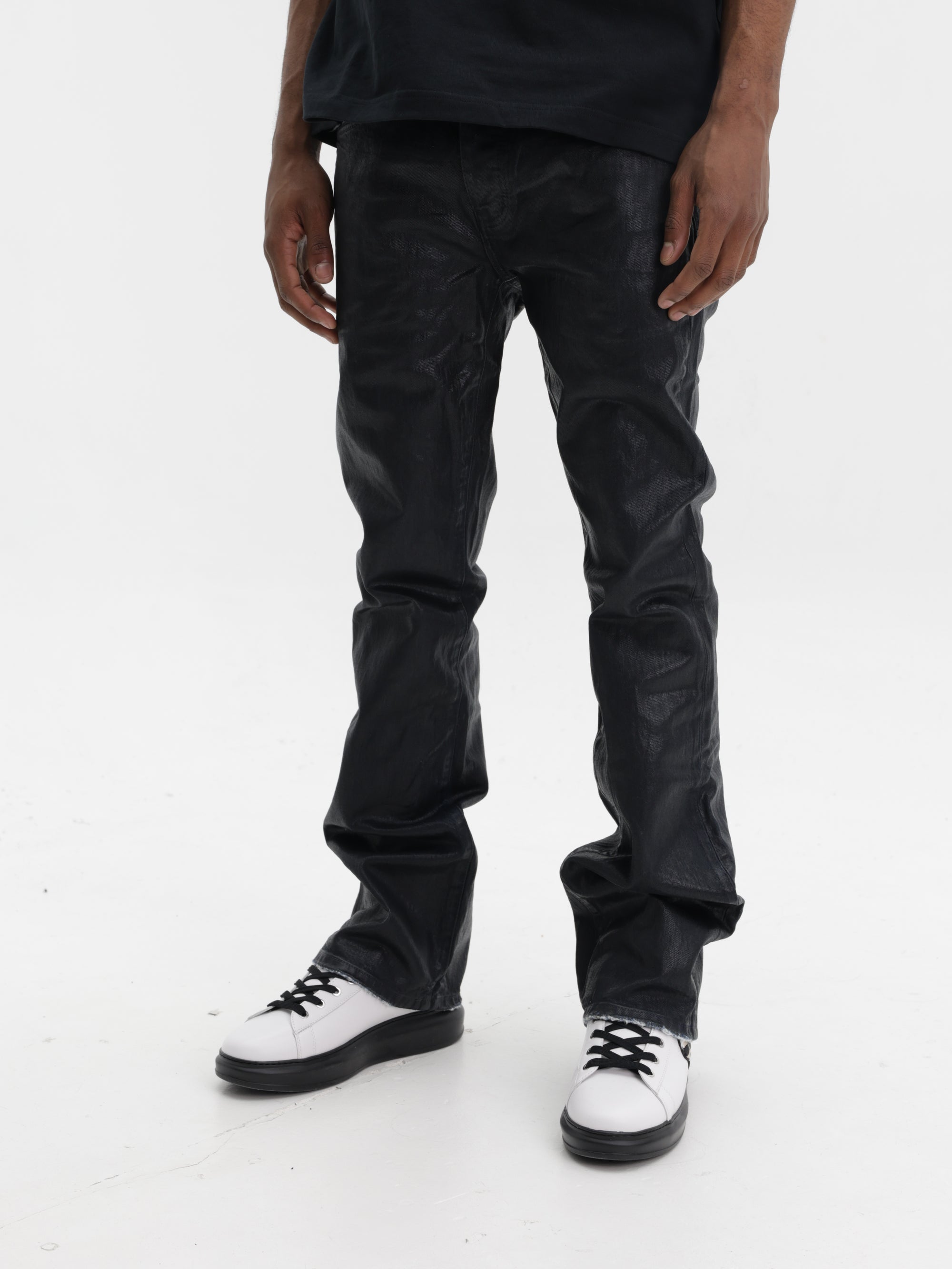 Purple Jeans Coated Flare Black
