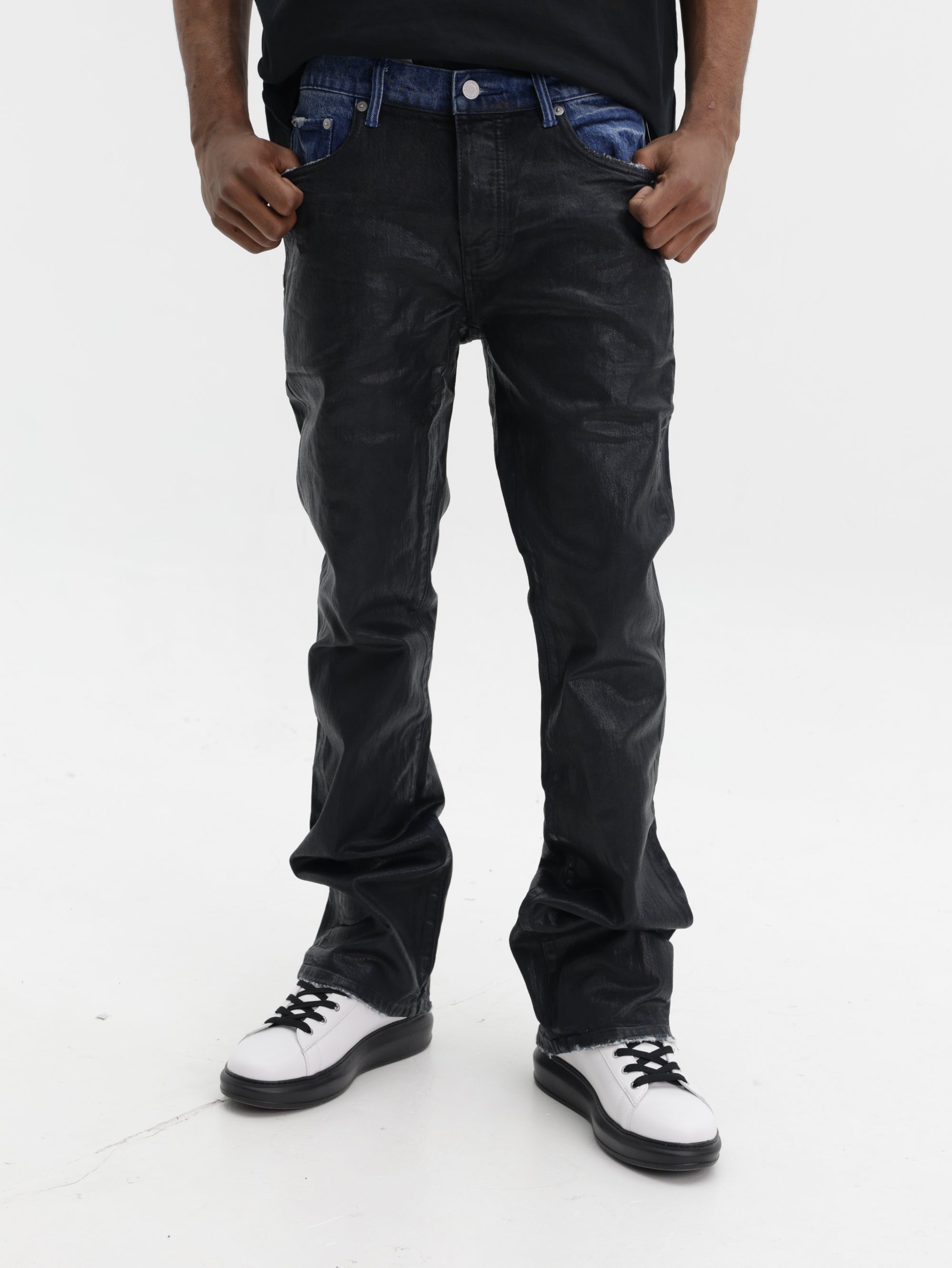 Purple Jeans Coated Flare Black