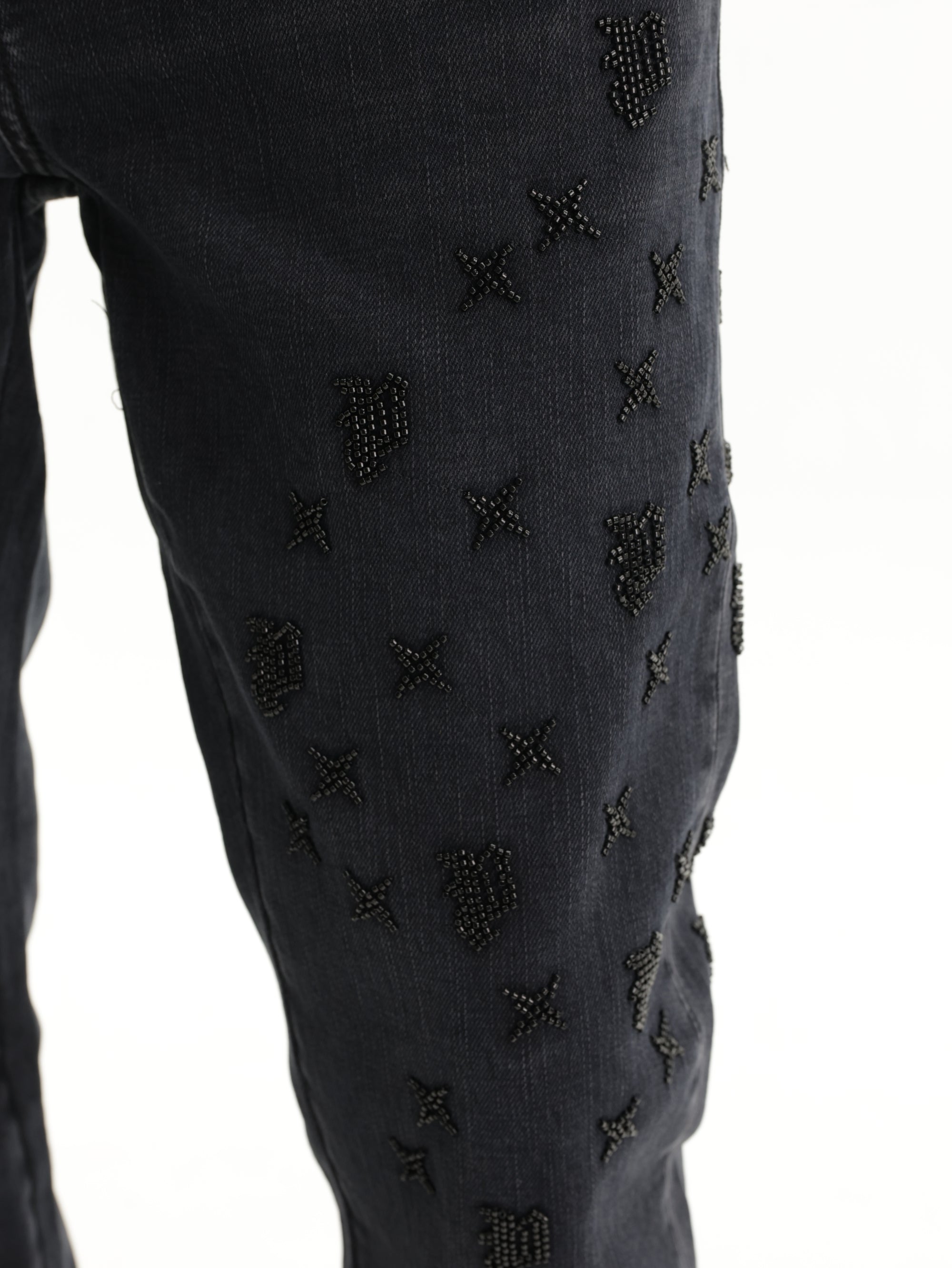 Purple Jeans Beaded Monogram Black