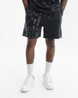 Purple Shorts Hwt Fleece Raw Hem Black