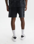 Purple Shorts Hwt Fleece Raw Hem Black