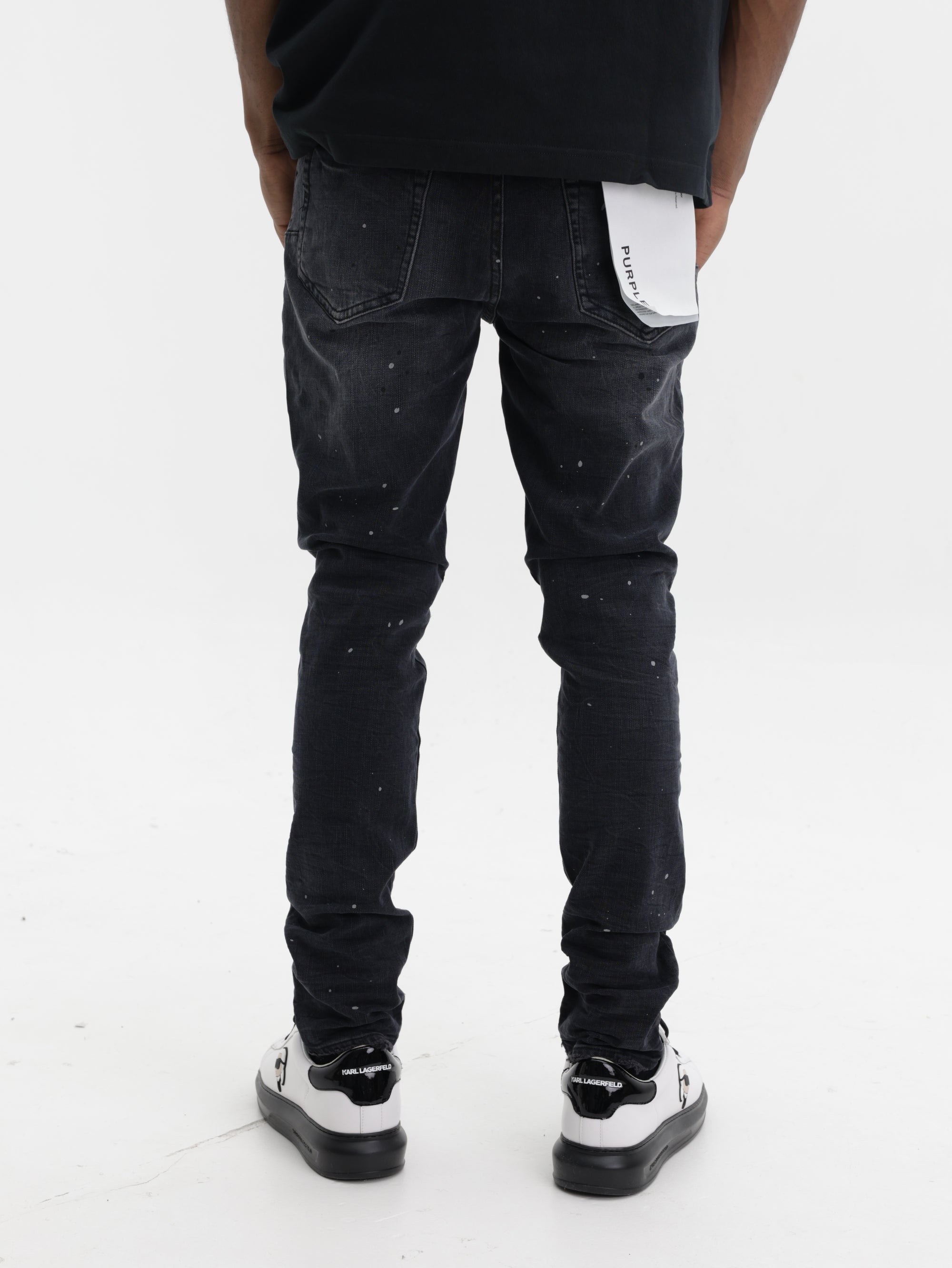 Purple Jeans Skinny Flock Dipped Black