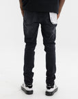Purple Jeans Skinny Flock Dipped Black