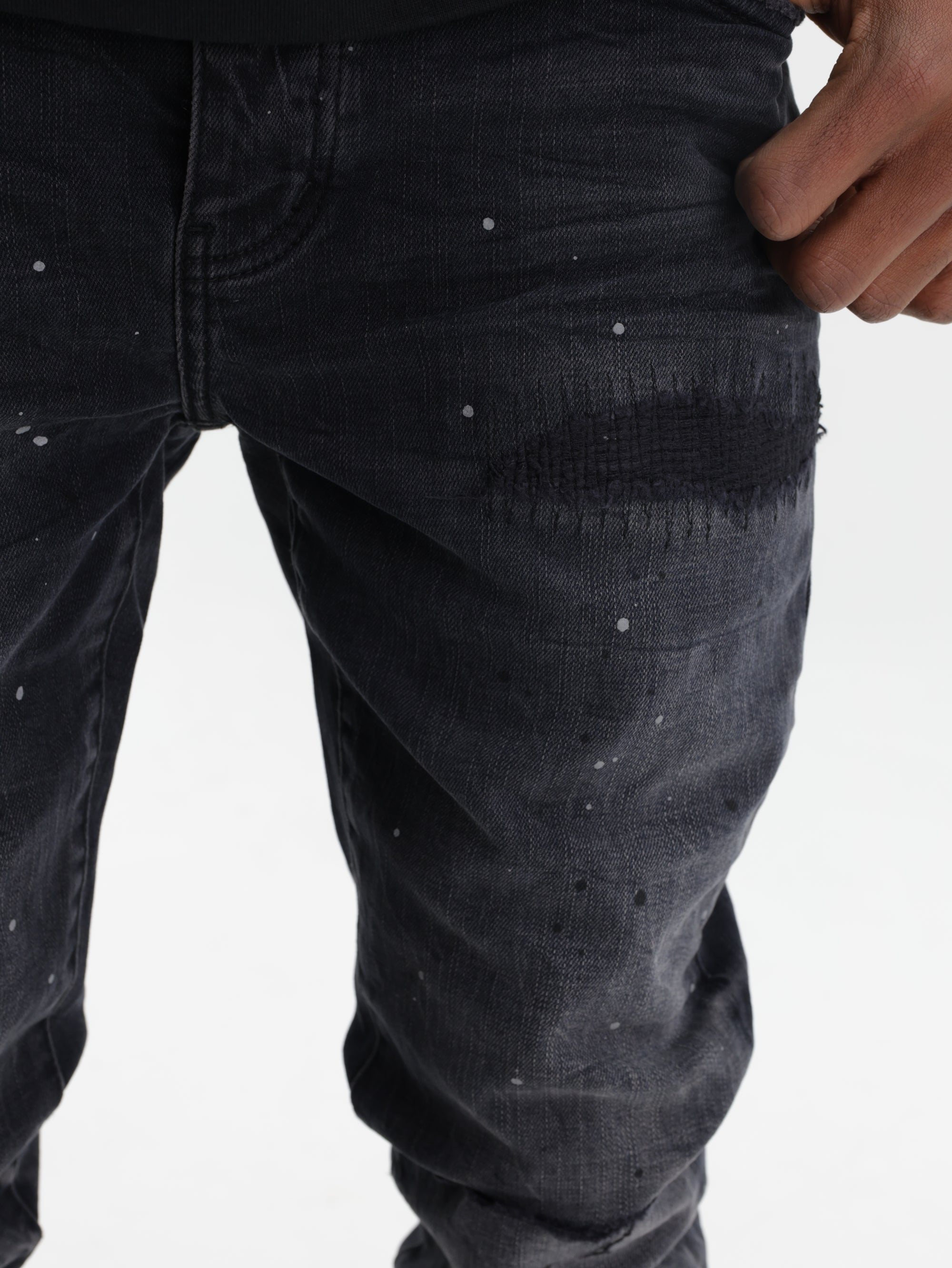 Purple Jeans Skinny Flock Dipped Black