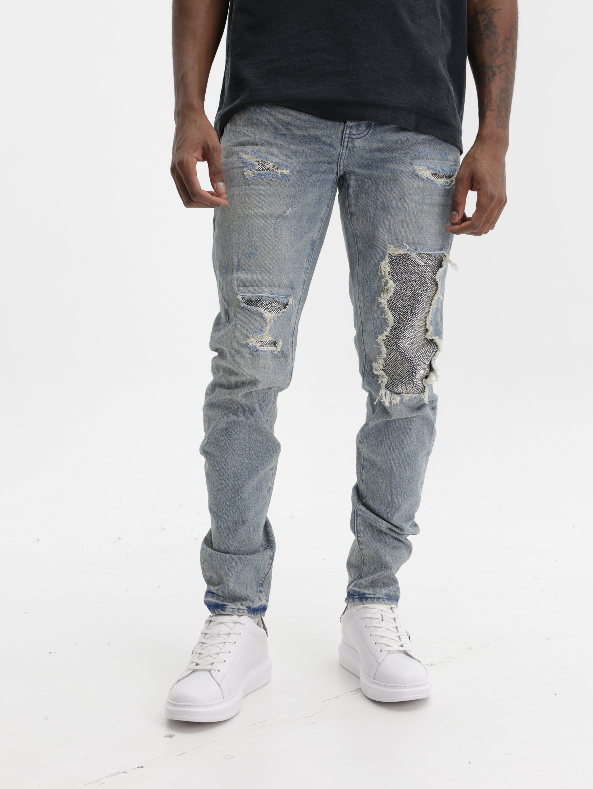 Purple Jeans Skinny Beaded Indigo