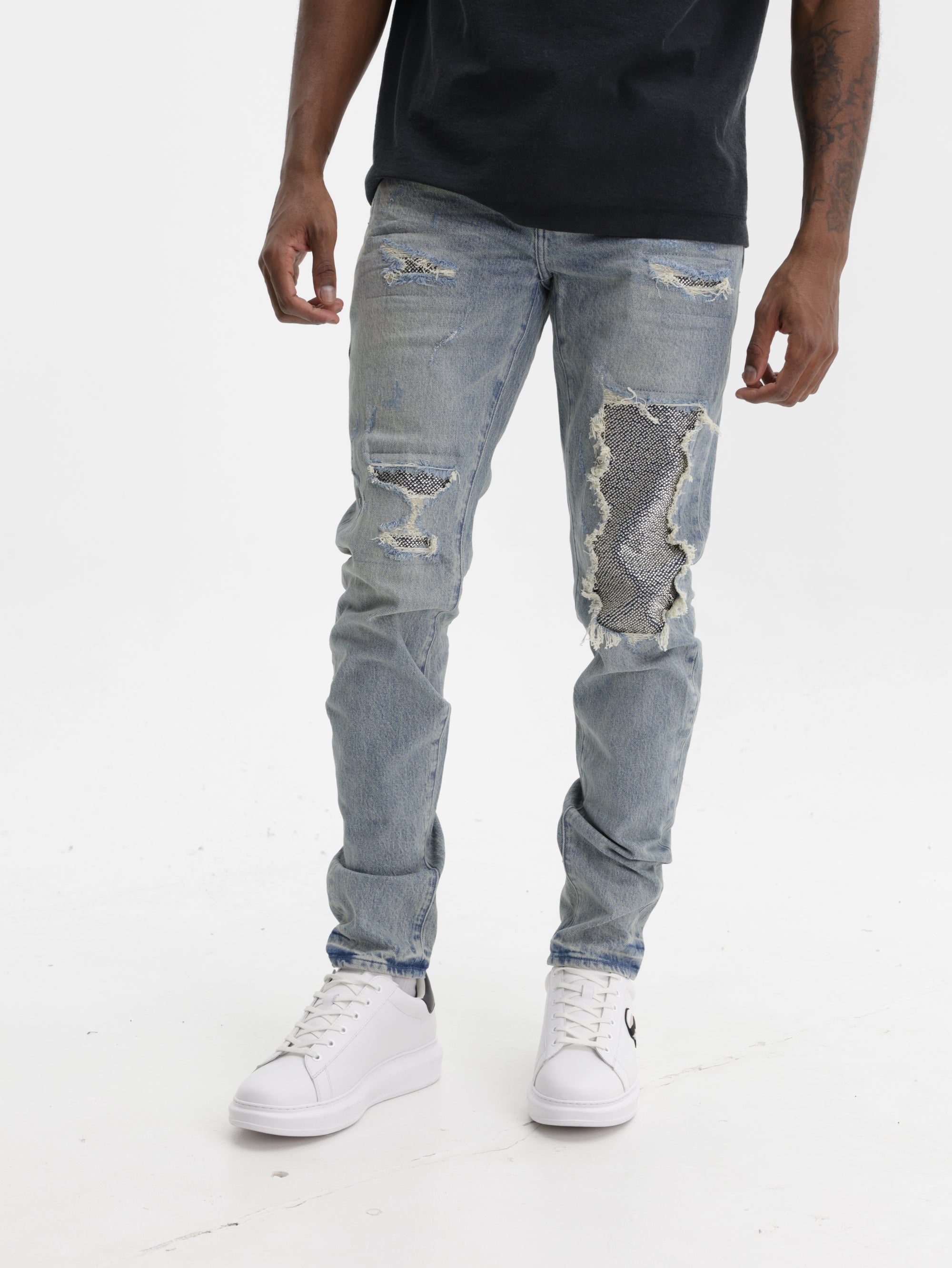 Purple Jeans Skinny Beaded Indigo