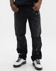 Purple Jeans Knee Slit Paint Black