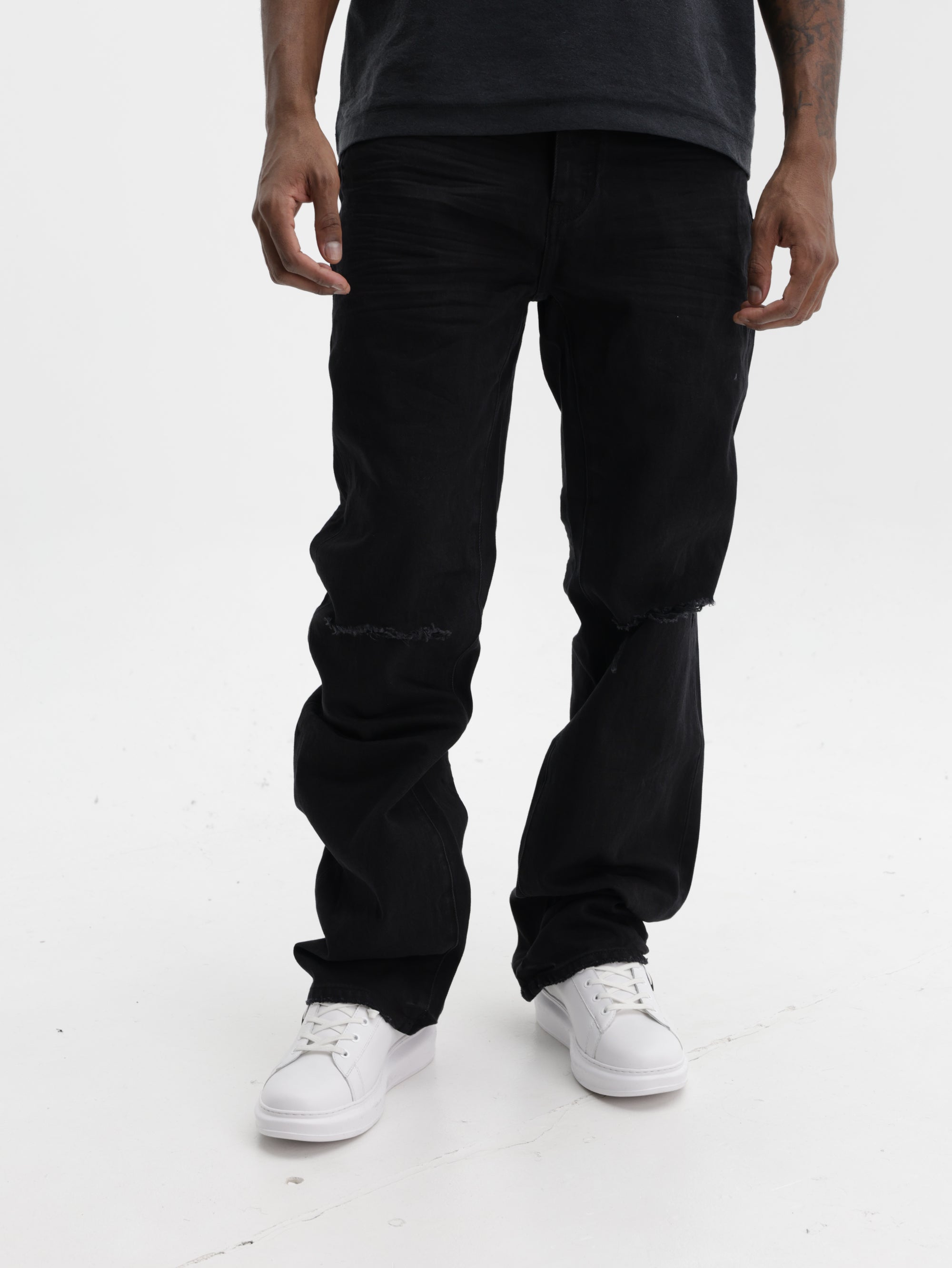 Purple Jeans Lancer Rip Boot Black