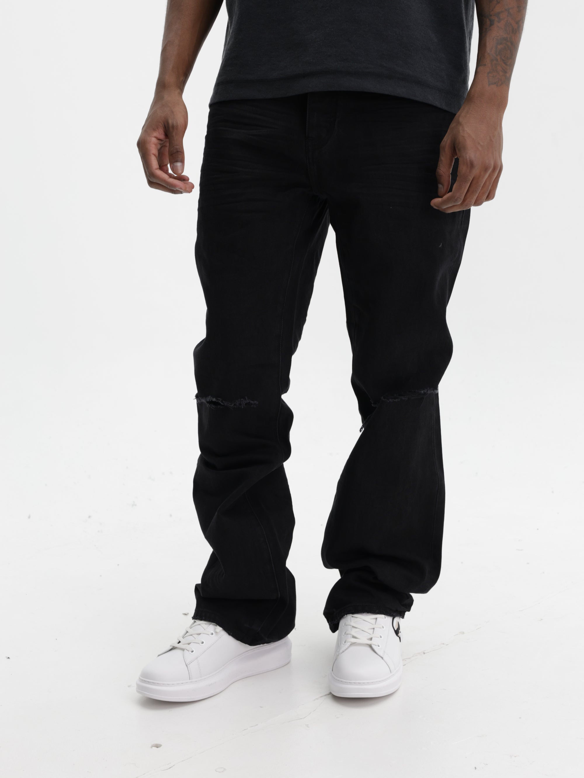Purple Jeans Lancer Rip Boot Black