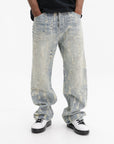 Purple Jeans Bead Splatter Indigo