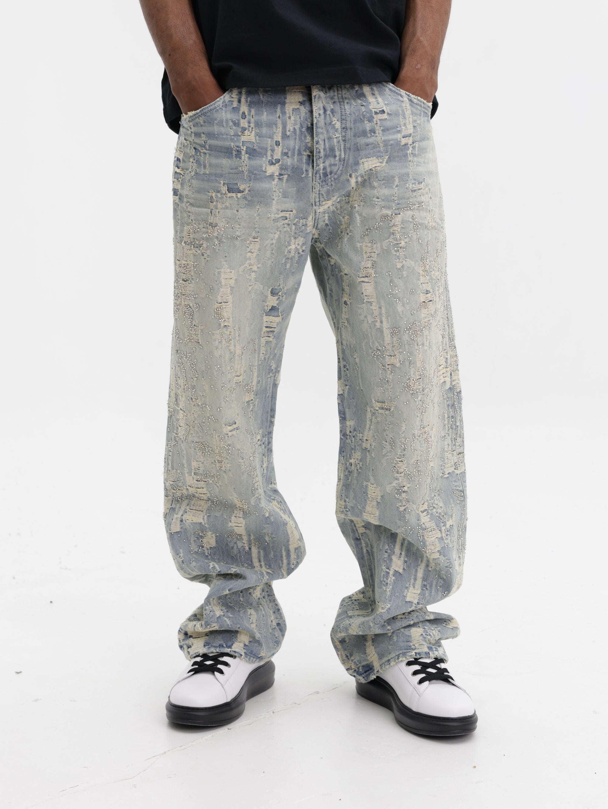 Purple Jeans Bead Splatter Indigo