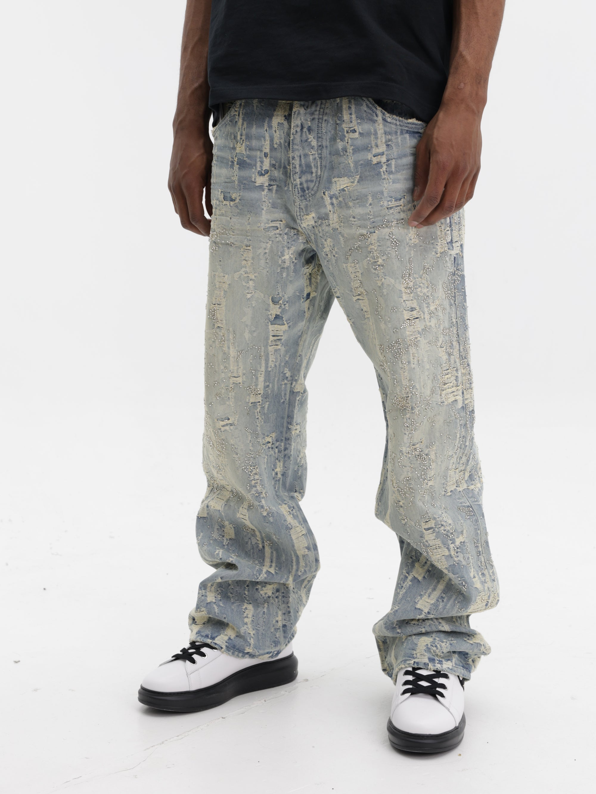 Purple Jeans Bead Splatter Indigo
