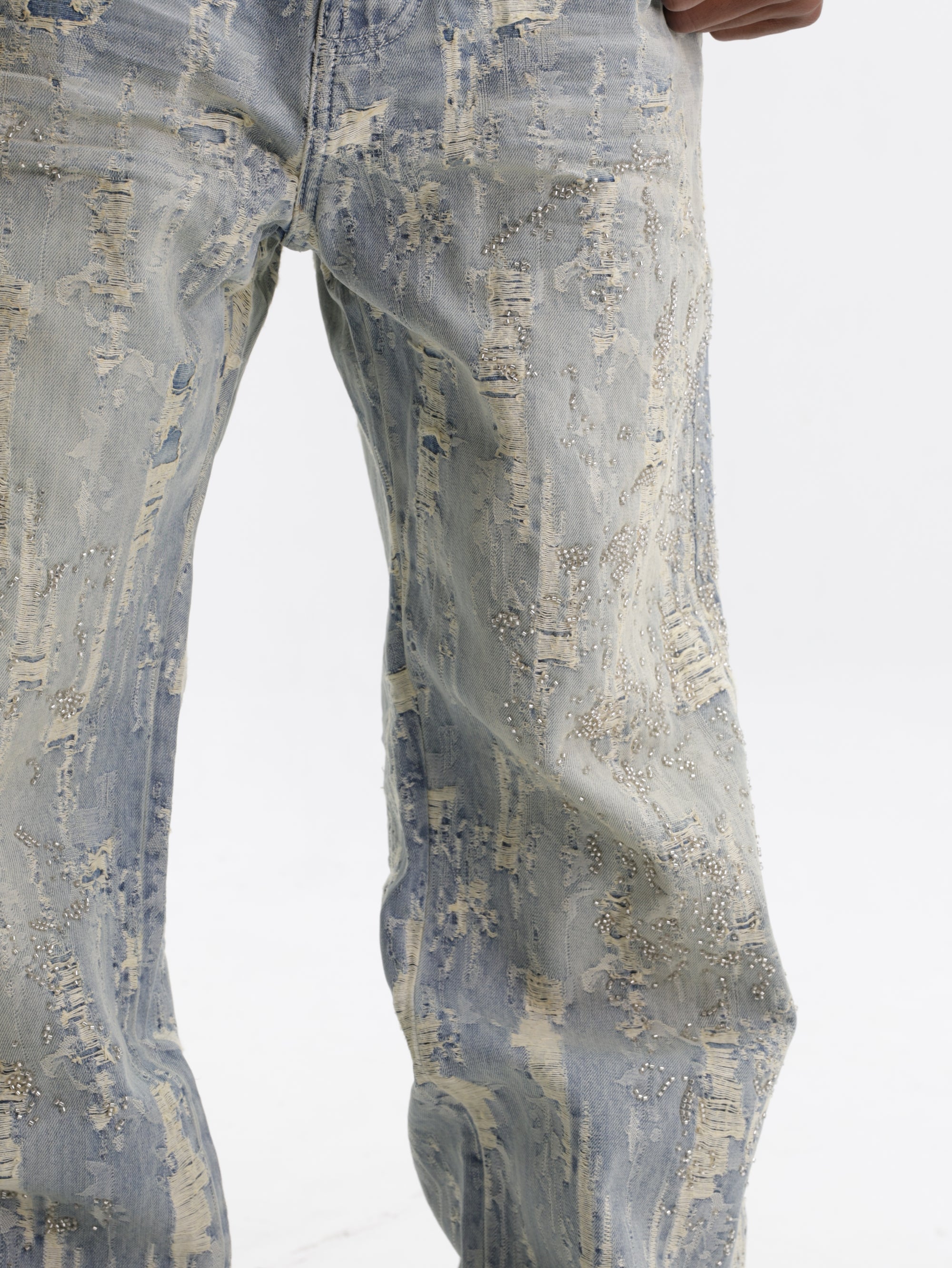 Purple Jeans Bead Splatter Indigo