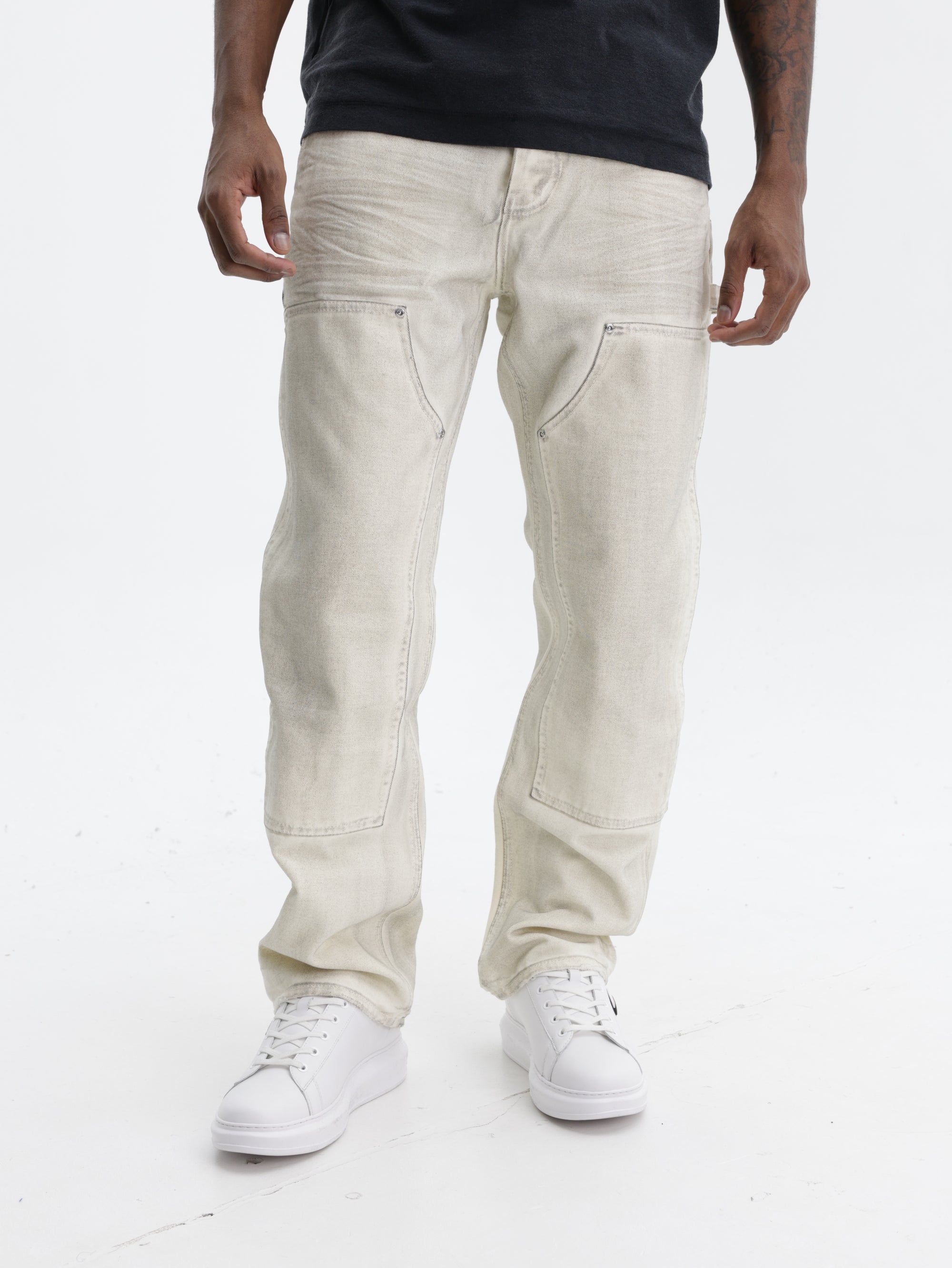 Purple Jeans Canvas Carpenter White
