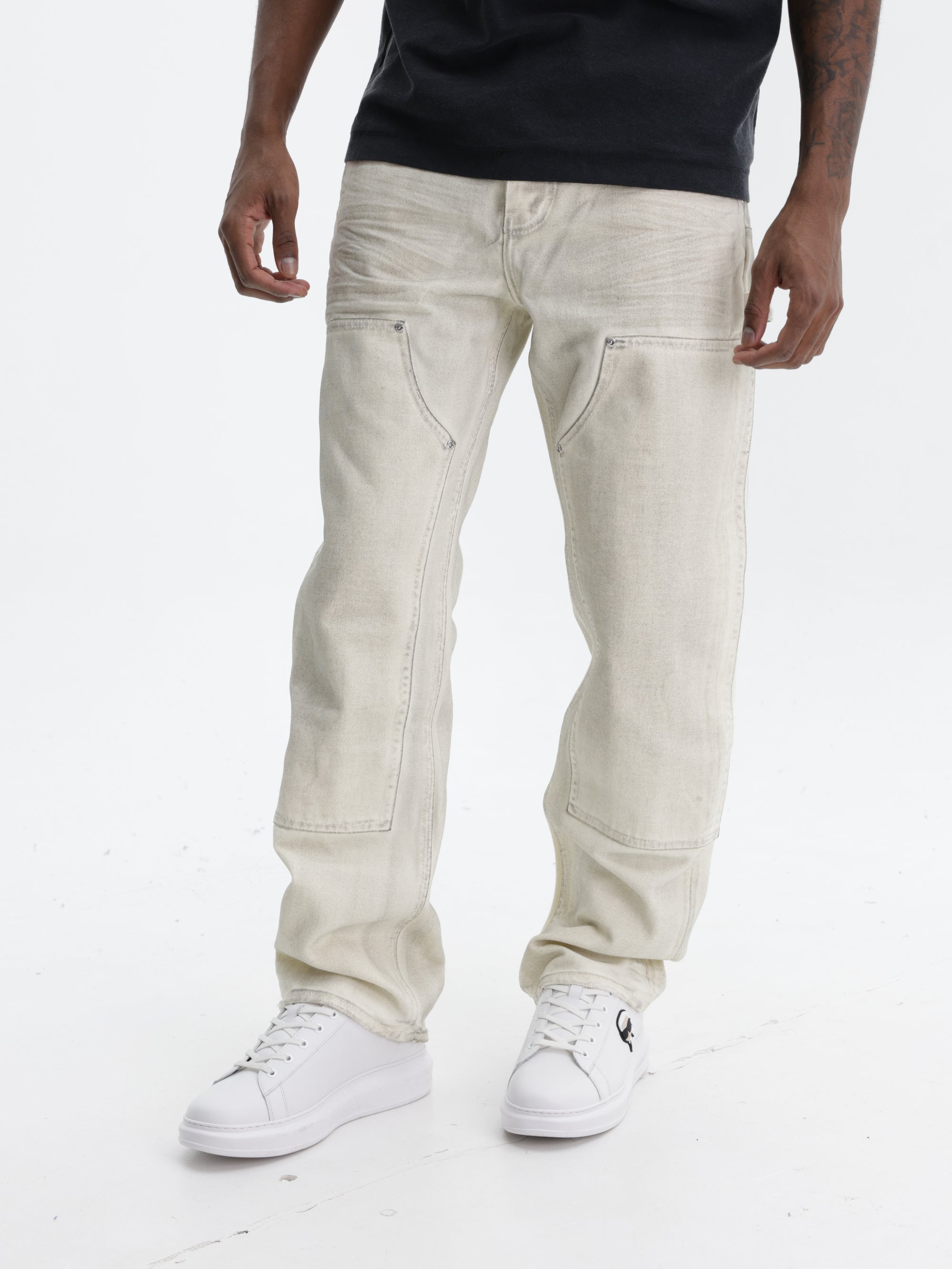 Purple Jeans Canvas Carpenter White