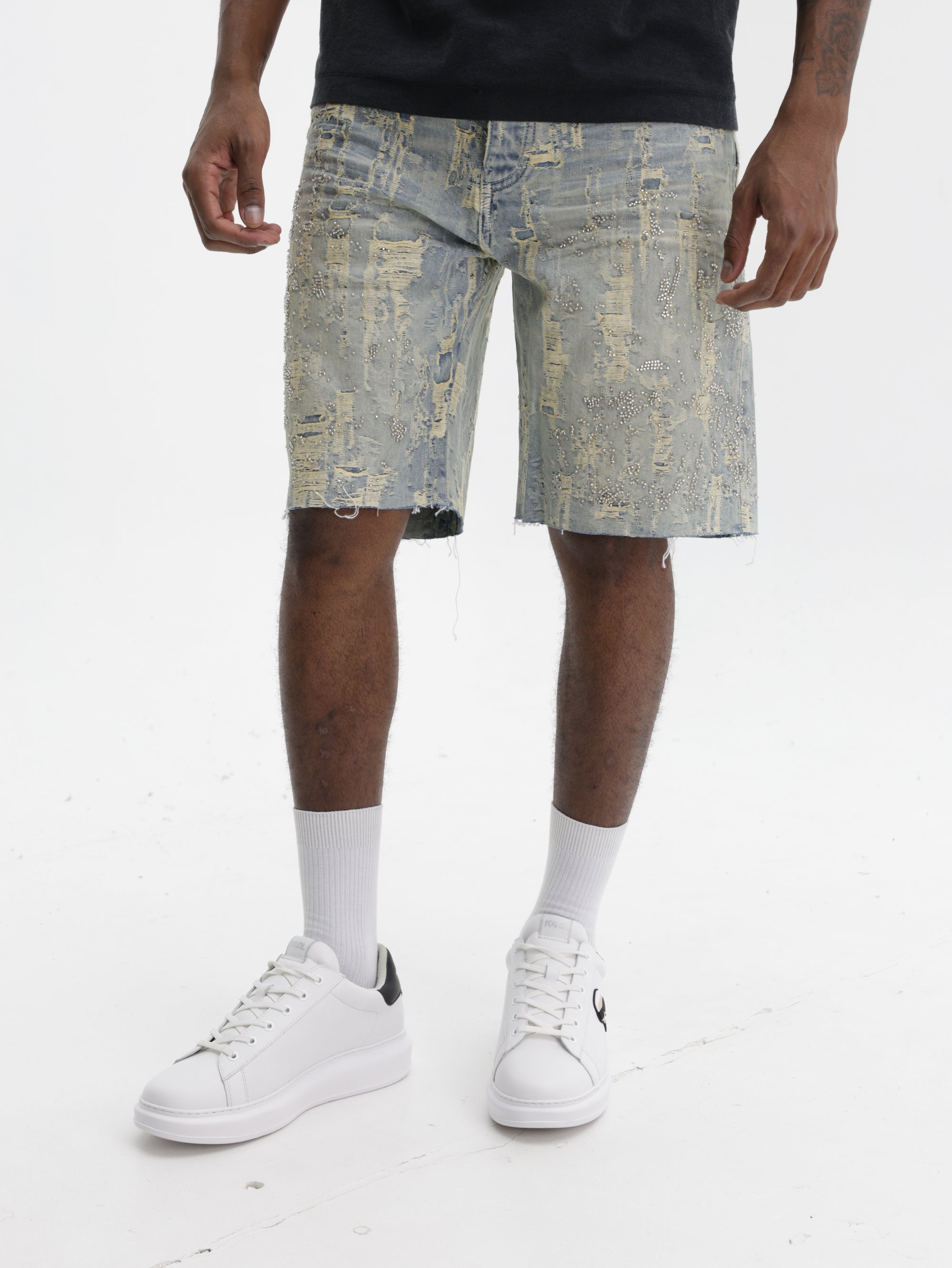 Purple Jeans Bead Splatter Indigo