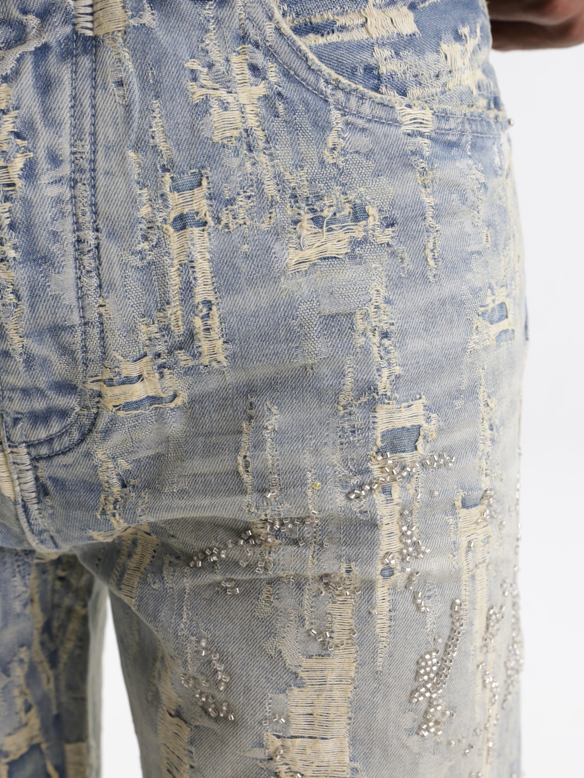 Purple Jeans Bead Splatter Indigo