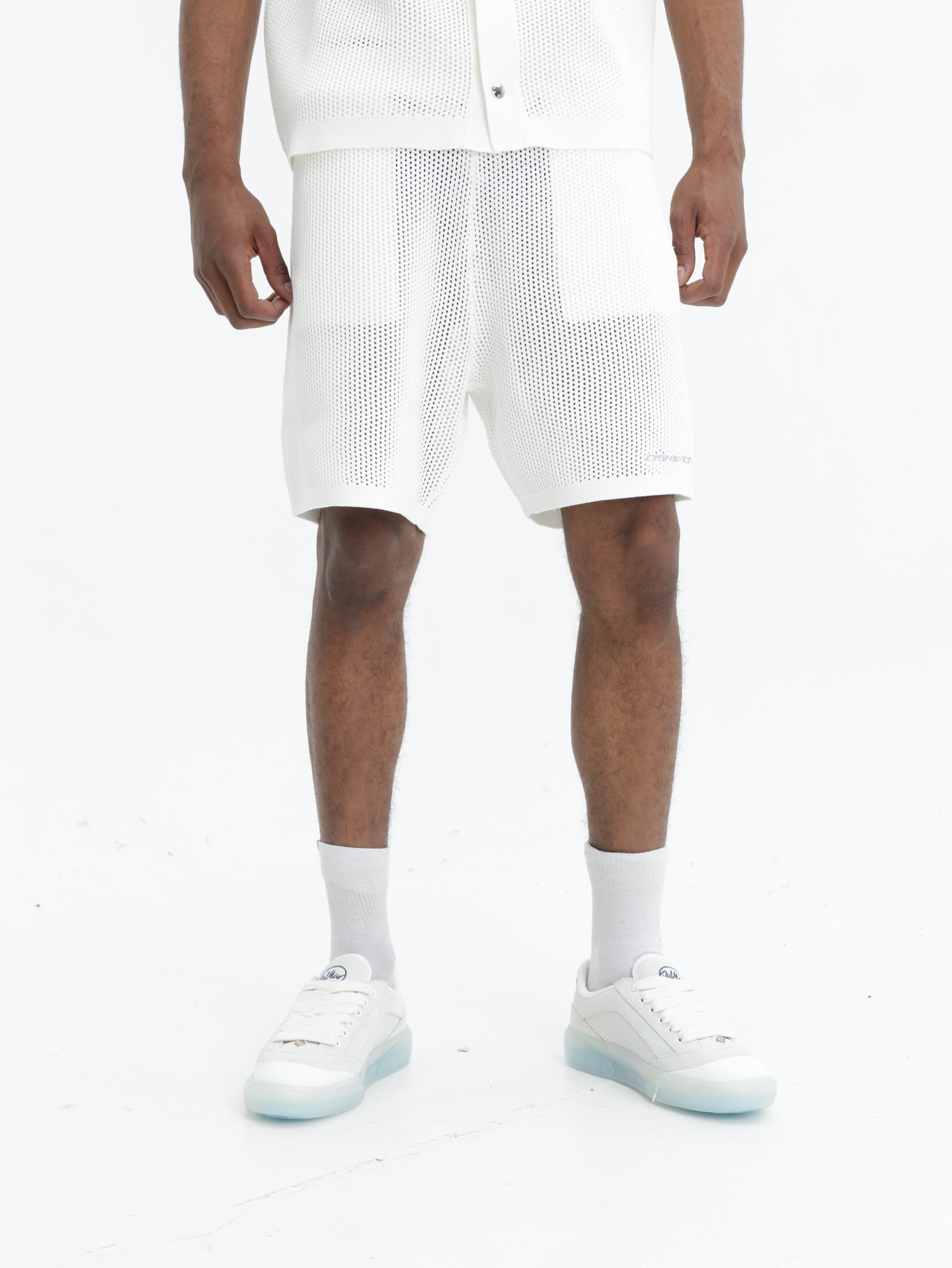 Casablanca Shorts Mesh Grey Knee Logo White