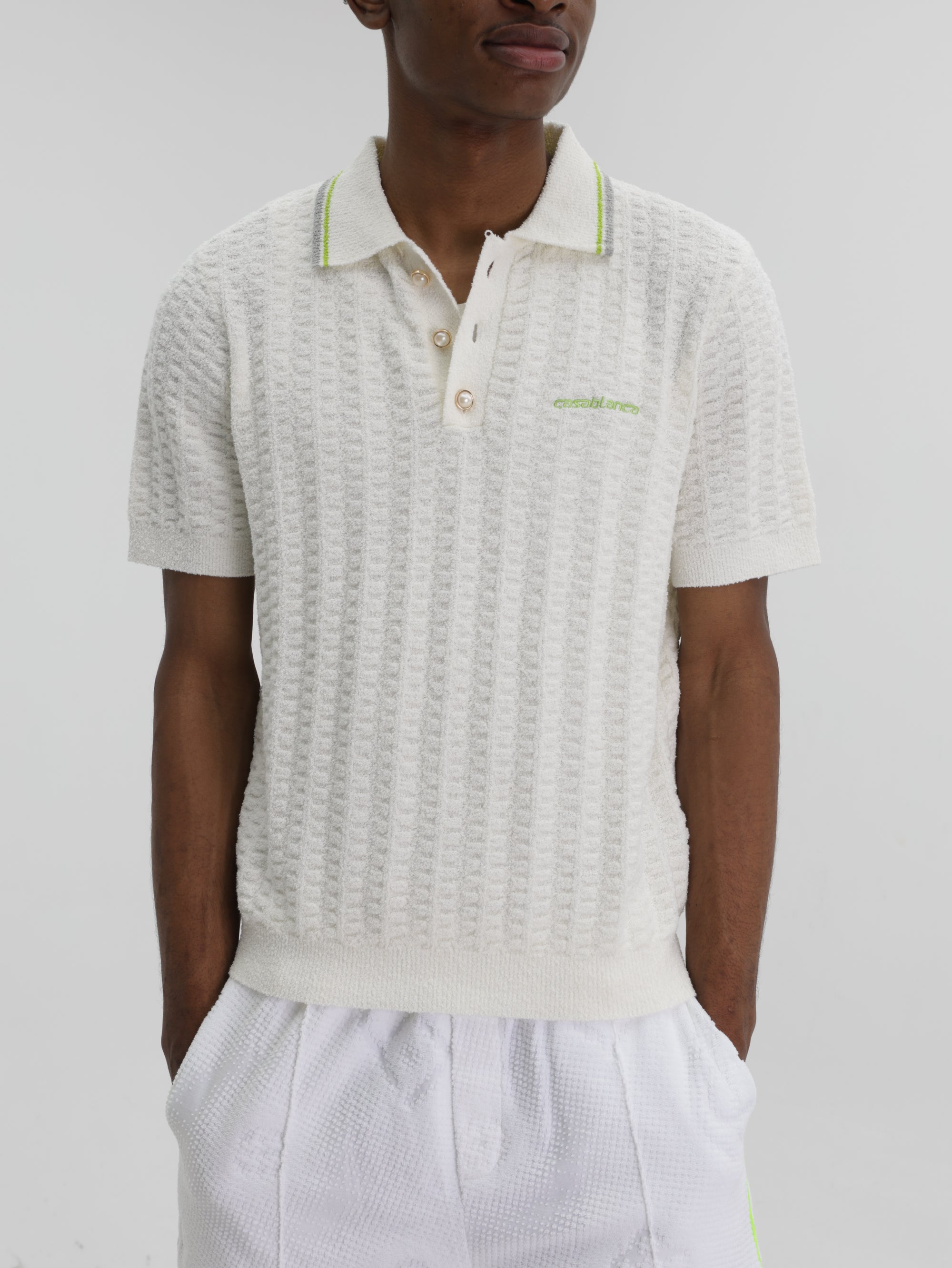 Casablanca Golfer Tennis Boucle Polo White