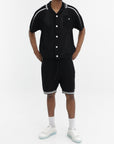 Casablanca Shorts White Stripe Mesh Black