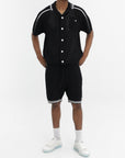 Casablanca Shorts White Stripe Mesh Black