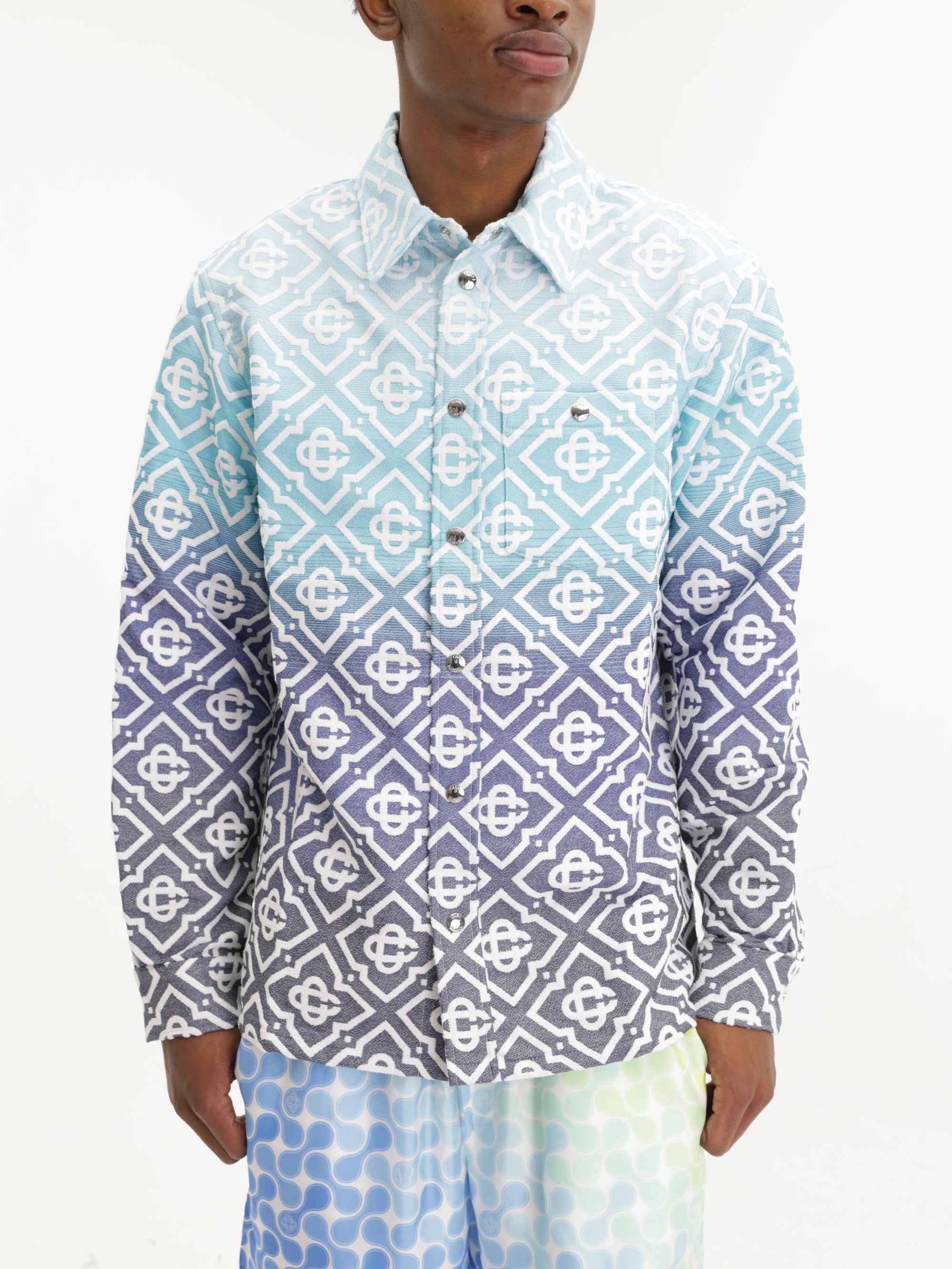 Casablanca Shirt Monogram Gradient Ls Blue