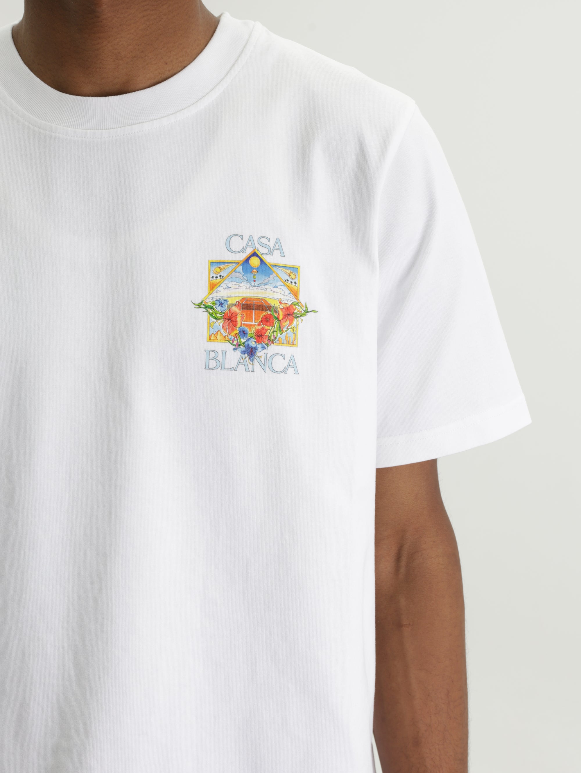 Casablanca T-Shirt Flower Court Icon White