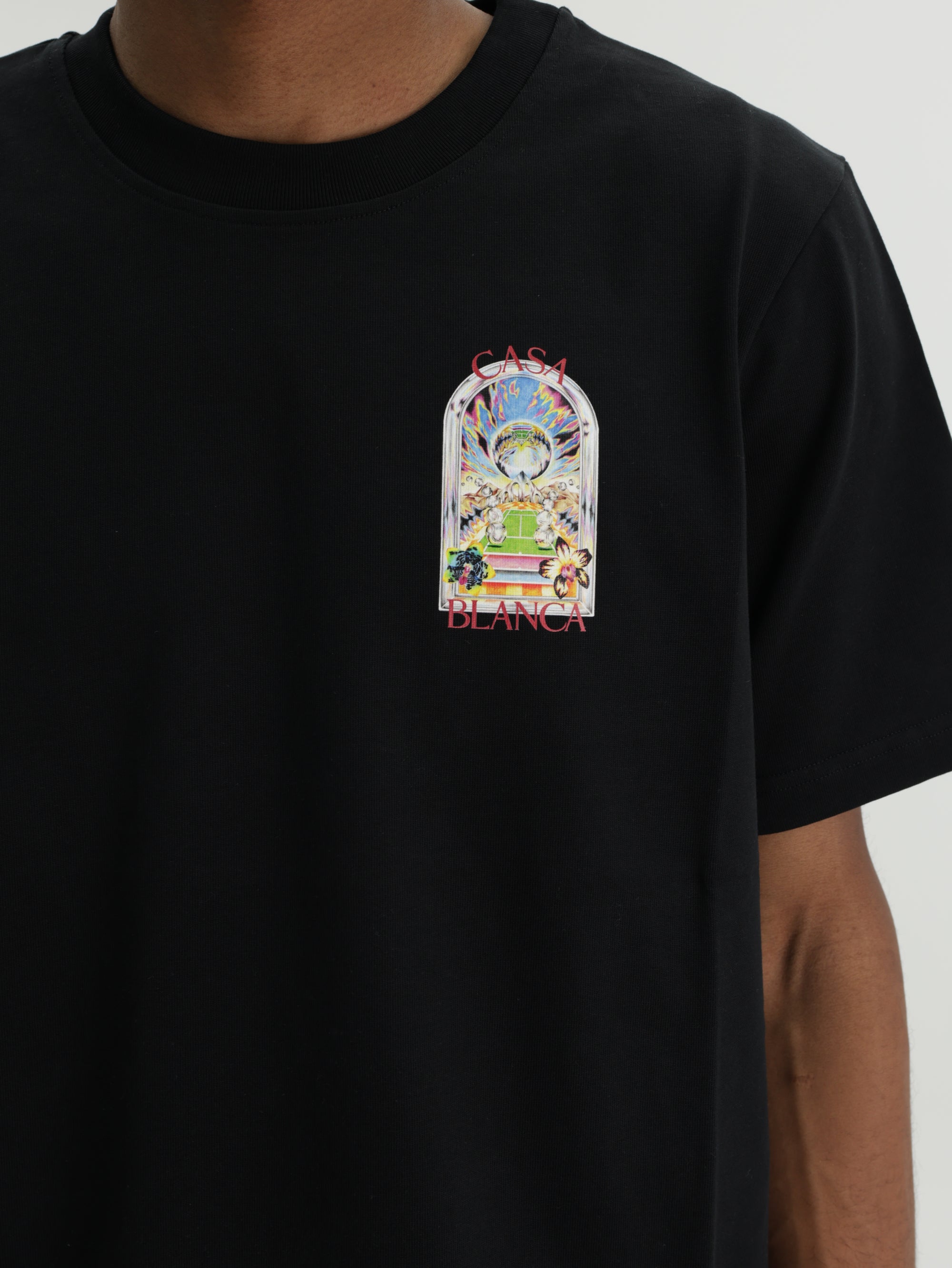 Casablanca T-Shirt Tennis Landscape Black