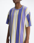Karl; Kani T-Shirt Small Sign Stripe Lilac-Ivory-Off-White