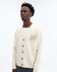 Maison Kitsune Cardigan Fox Head Intarsia Ecru-Tan Beige